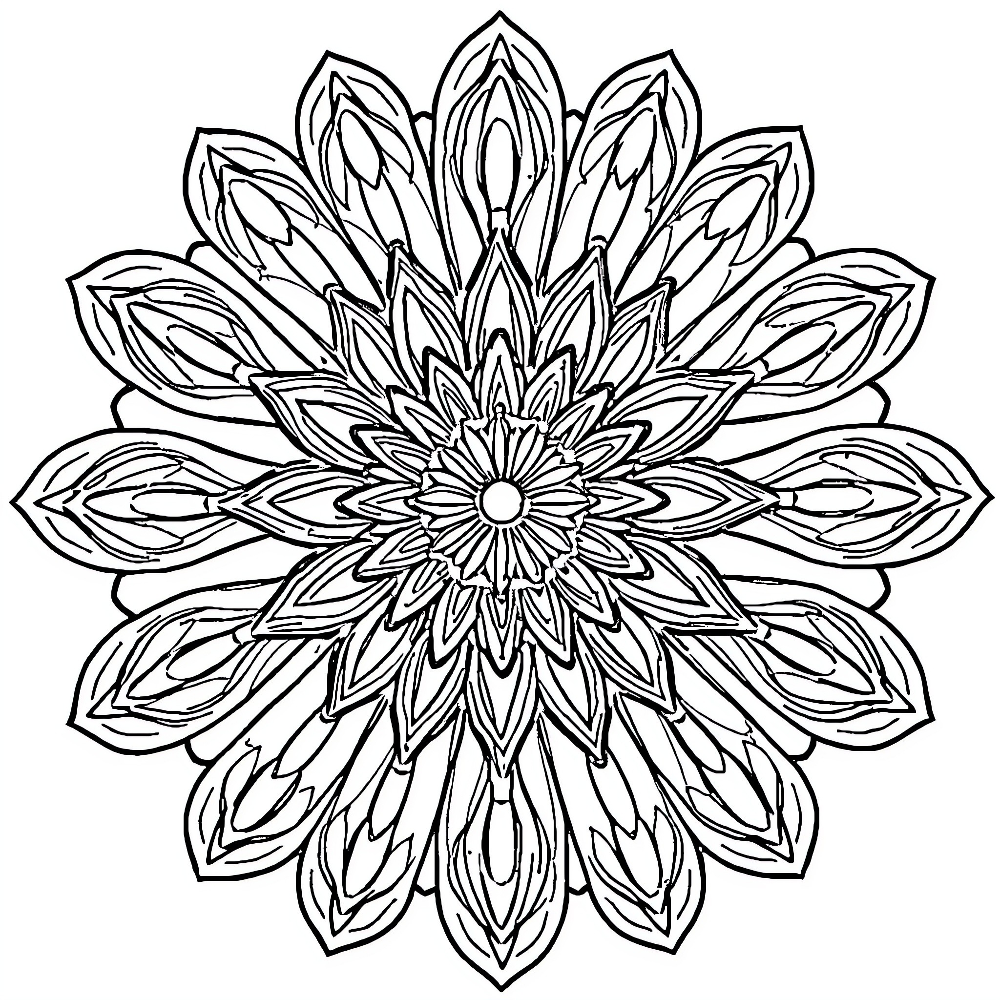 Flower with intricate floral design Coloring Page (free black-and-white line drawing printable PDF for all, from beginners to advanced learners, including children, teens, adults, and seniors)