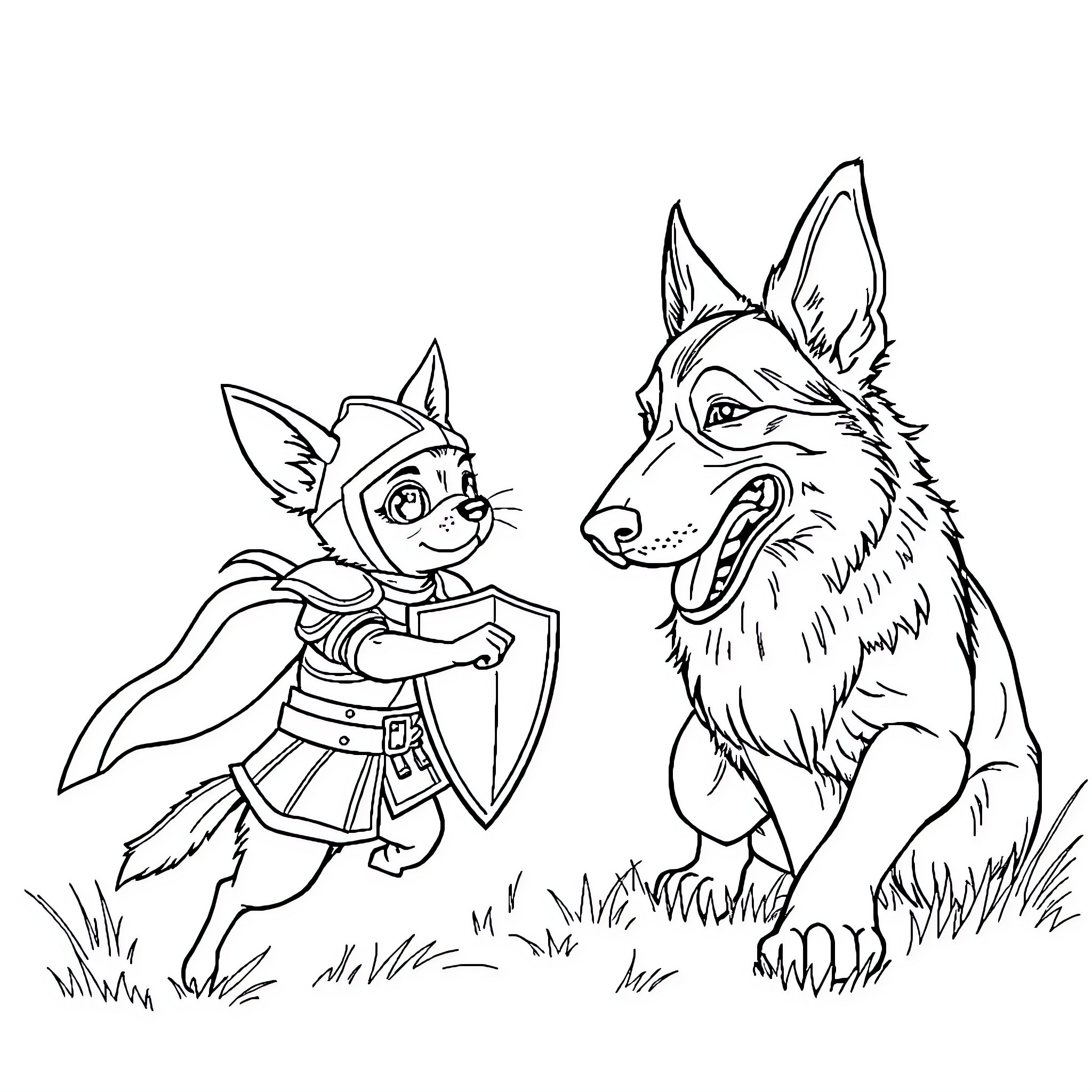 Chihuahua friends playing outdoors in nature Coloring Page (free black-and-white line drawing printable PDF for all, from beginners to advanced learners, including children, teens, adults, and seniors)