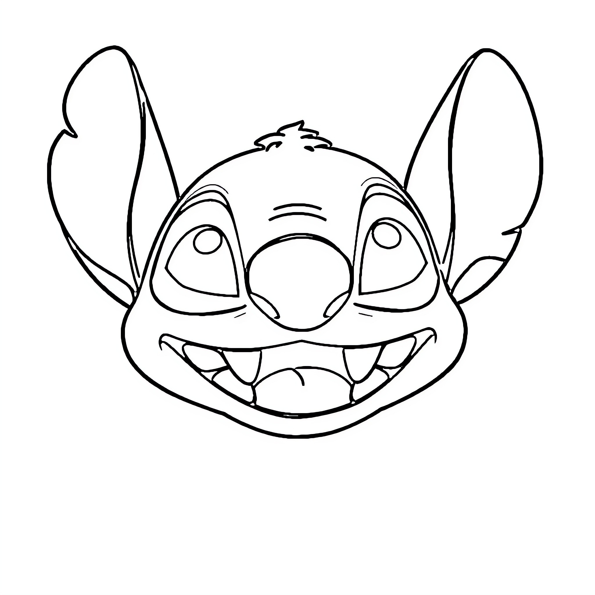 Stitch's Mischievous Grin Coloring Page (free black-and-white line drawing printable PDF for all, from beginners to advanced learners, including children, teens, adults, and seniors)