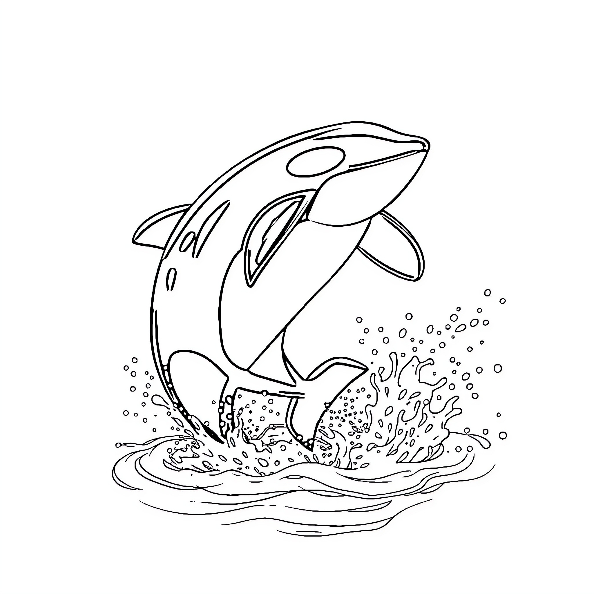 Orca swimming through the waves Coloring Page (free black-and-white line drawing printable PDF for all, from beginners to advanced learners, including children, teens, adults, and seniors)