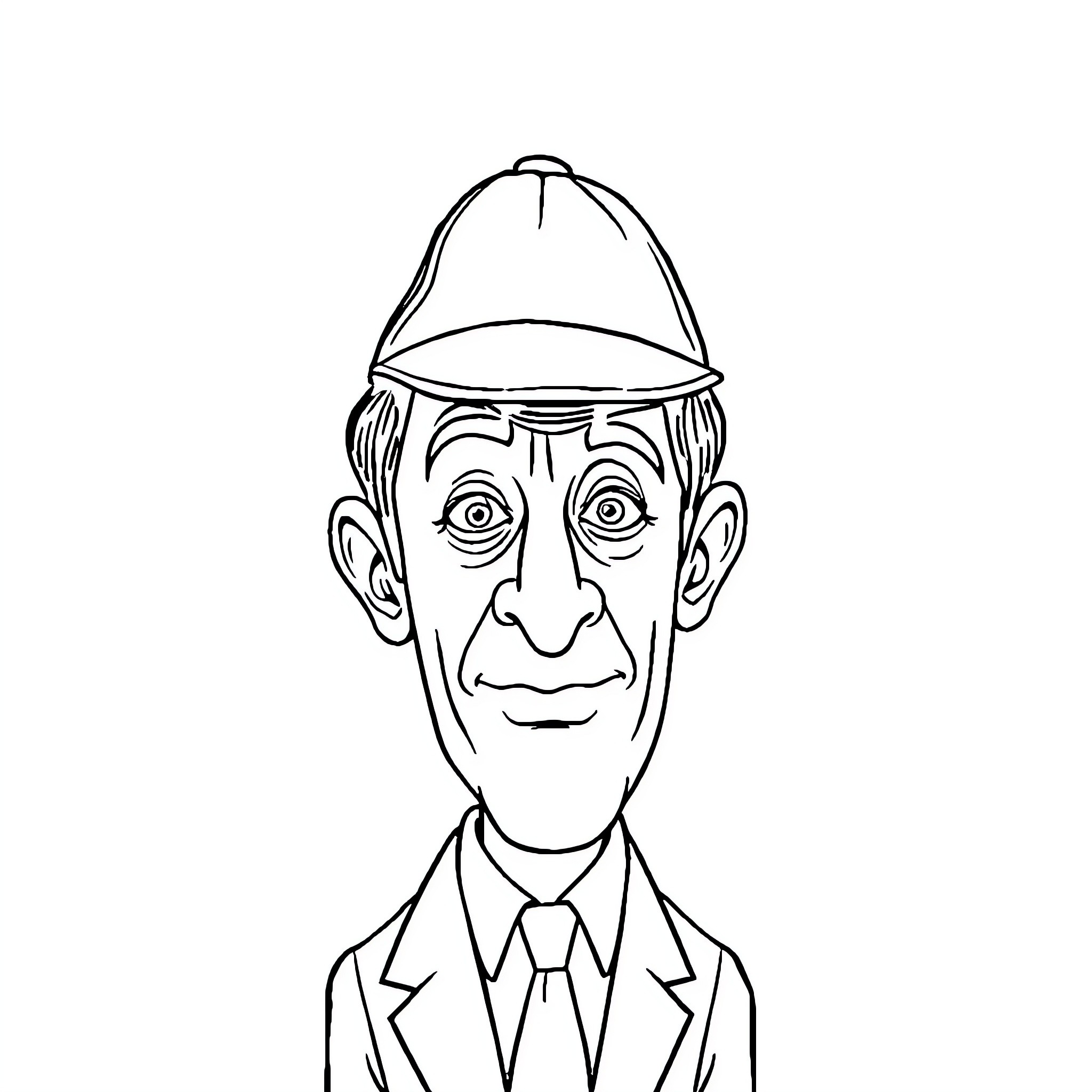 Mr Bean in Contemplative Pose Coloring Page (free black-and-white line drawing printable PDF for all, from beginners to advanced learners, including children, teens, adults, and seniors)