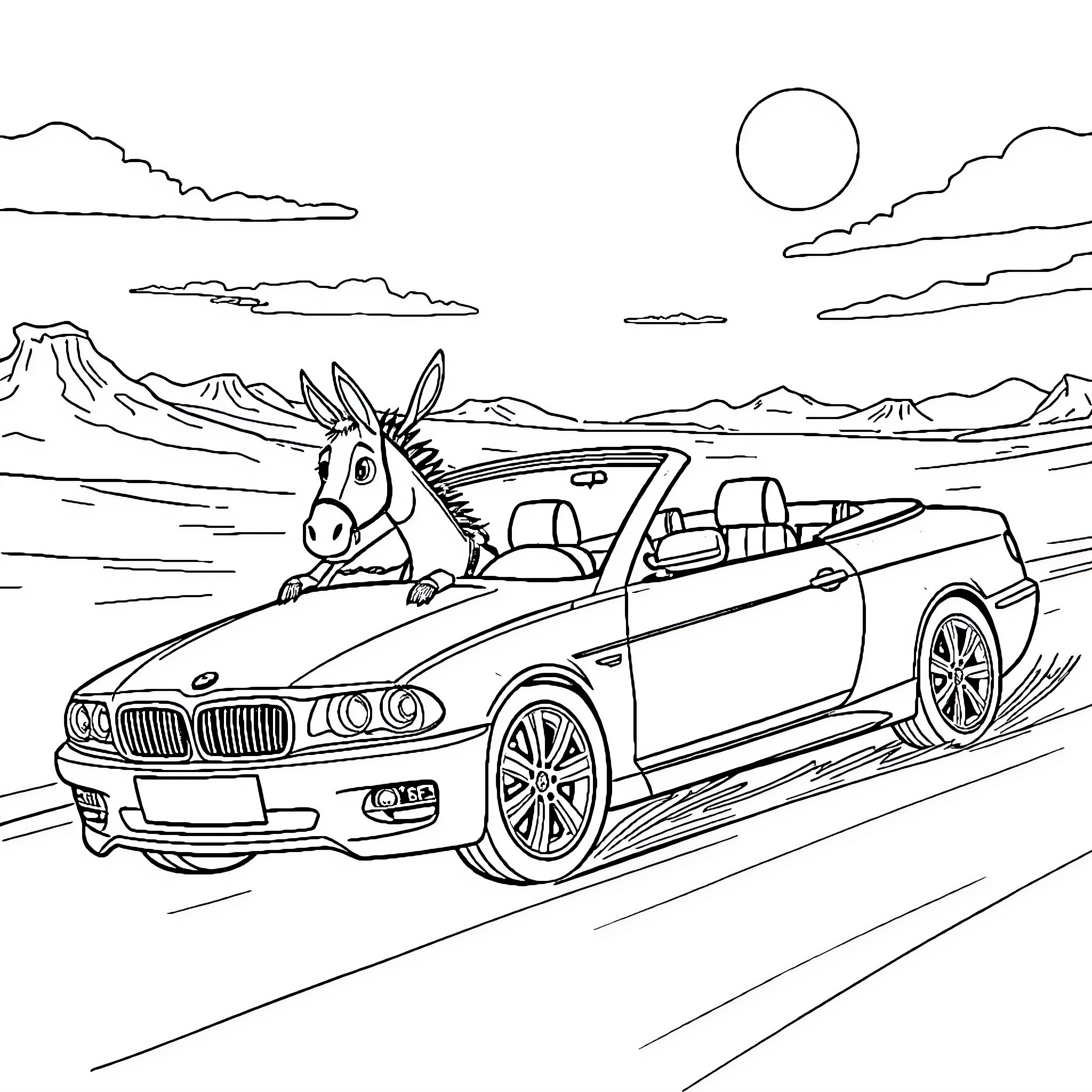 Bluey's Wild Roadtrip Adventure Coloring Page (free black-and-white line drawing printable PDF for all, from beginners to advanced learners, including children, teens, adults, and seniors)