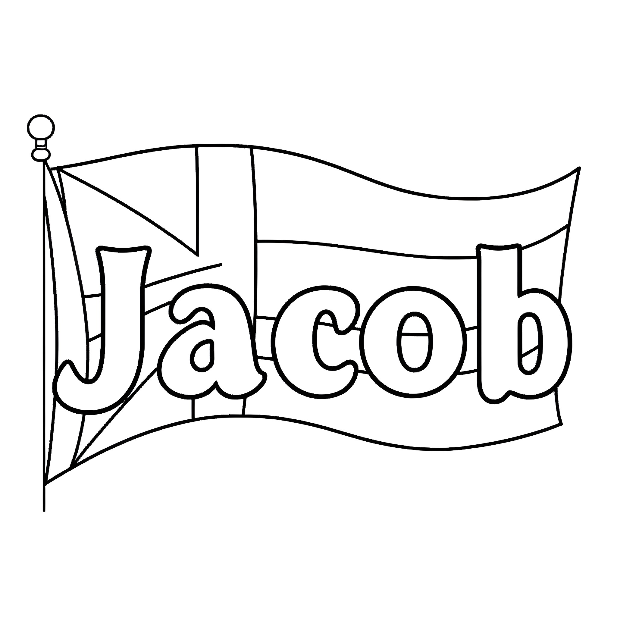 Jacob's flag waving proudly Coloring Page (free black-and-white line drawing printable PDF for all, from beginners to advanced learners, including children, teens, adults, and seniors)