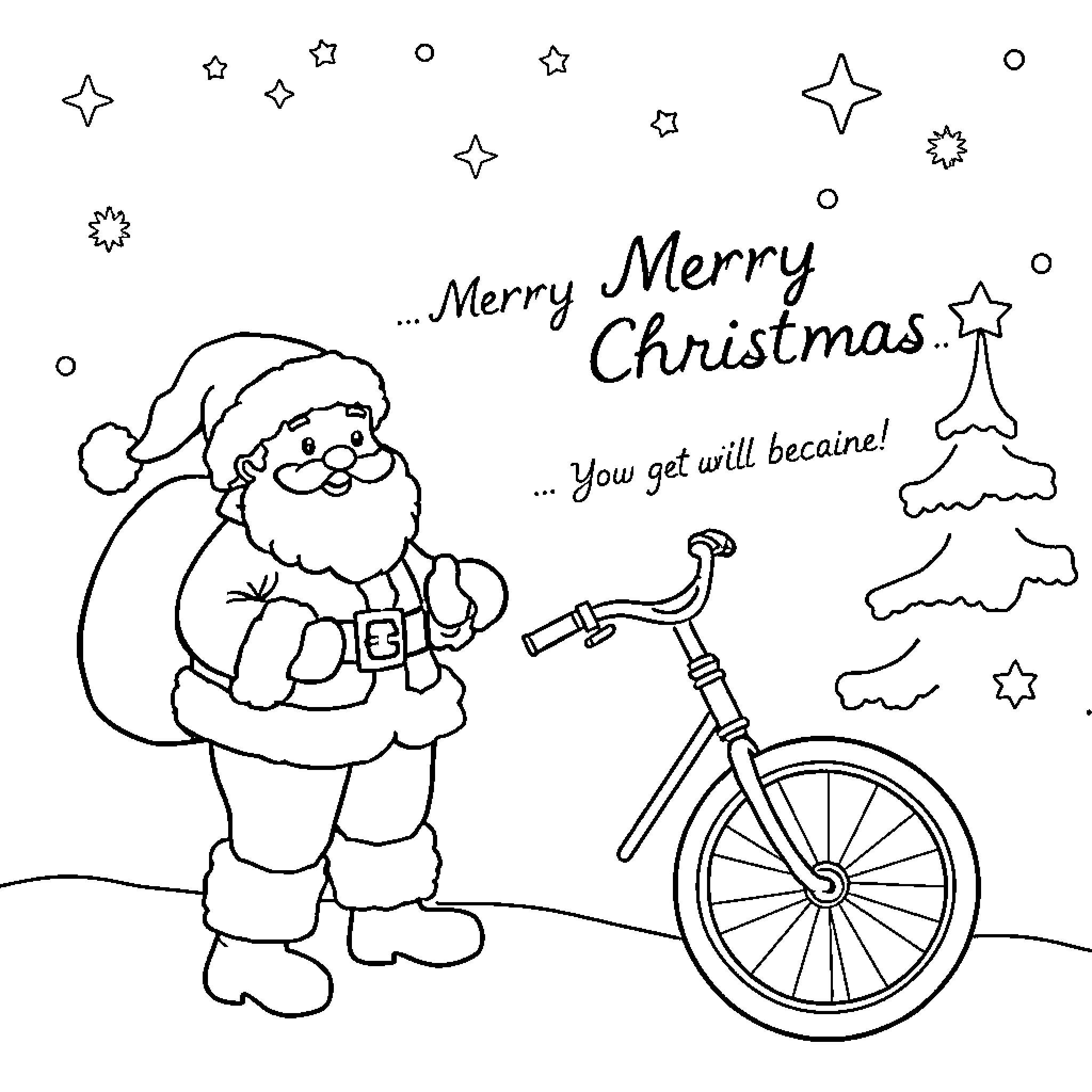 Letter to Santa on Christmas Eve Coloring Page (free black-and-white line drawing printable PDF for all, from beginners to advanced learners, including children, teens, adults, and seniors)