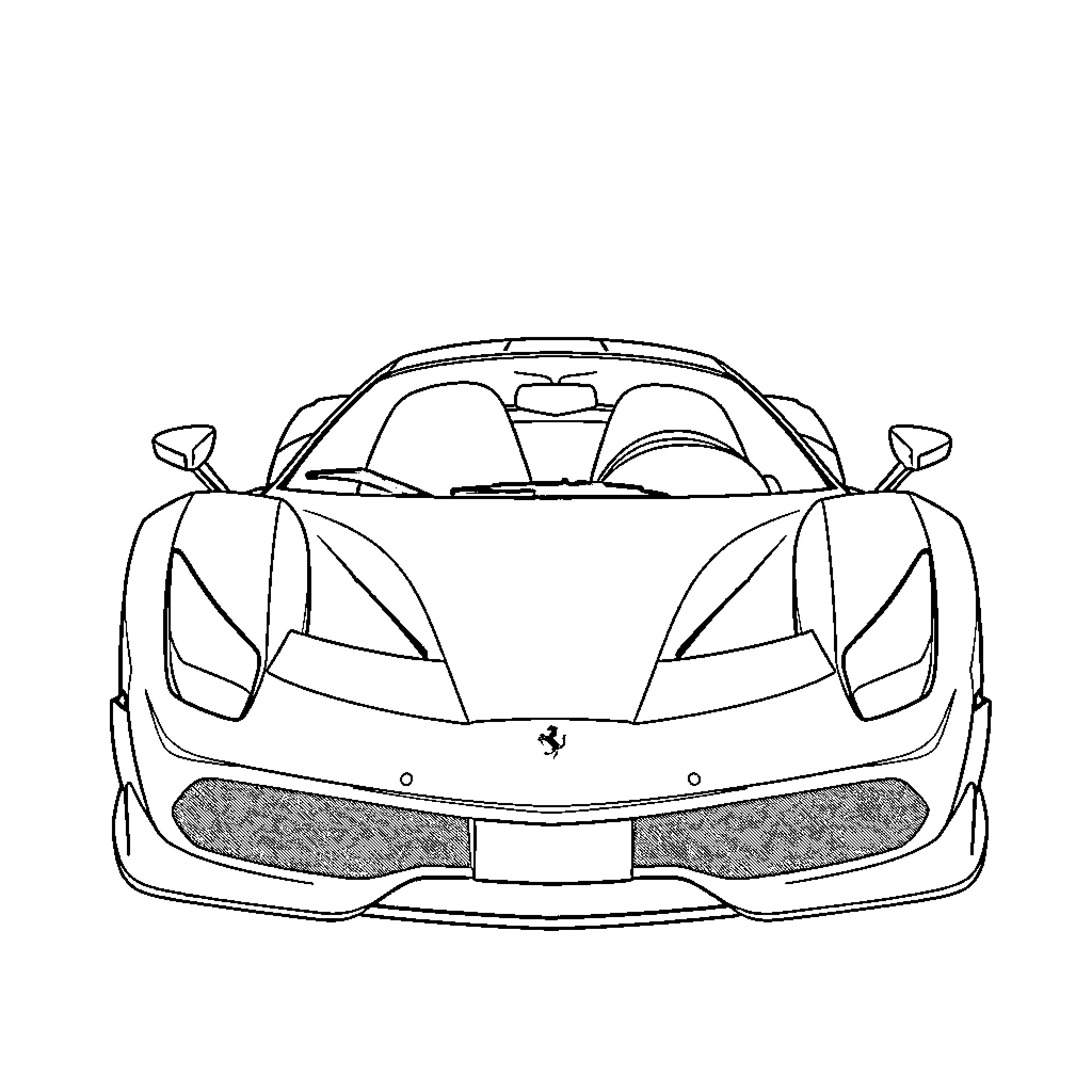 Ferrari sports car with sleek design and open doors Coloring Page (free black-and-white line drawing printable PDF for all, from beginners to advanced learners, including children, teens, adults, and seniors)