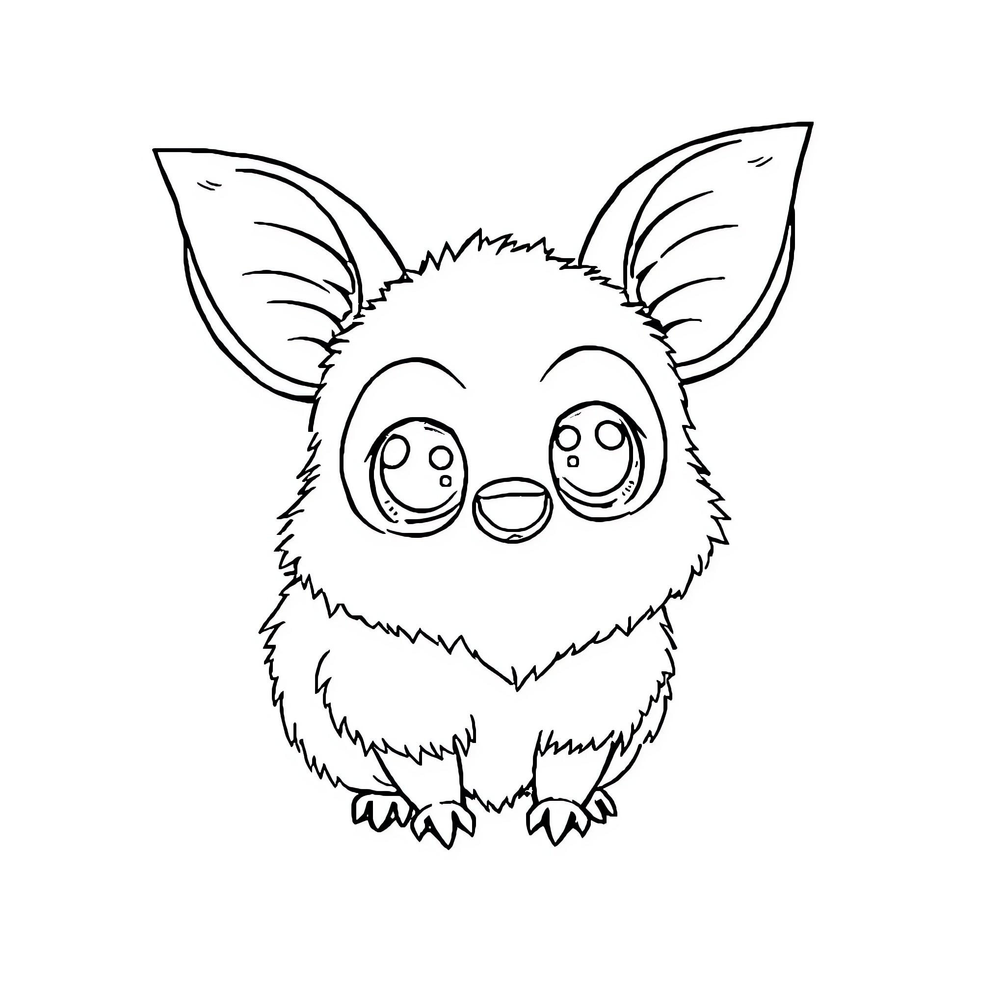 Labubu the Cute and Curious Creature Coloring Page (free black-and-white line drawing printable PDF for all, from beginners to advanced learners, including children, teens, adults, and seniors)