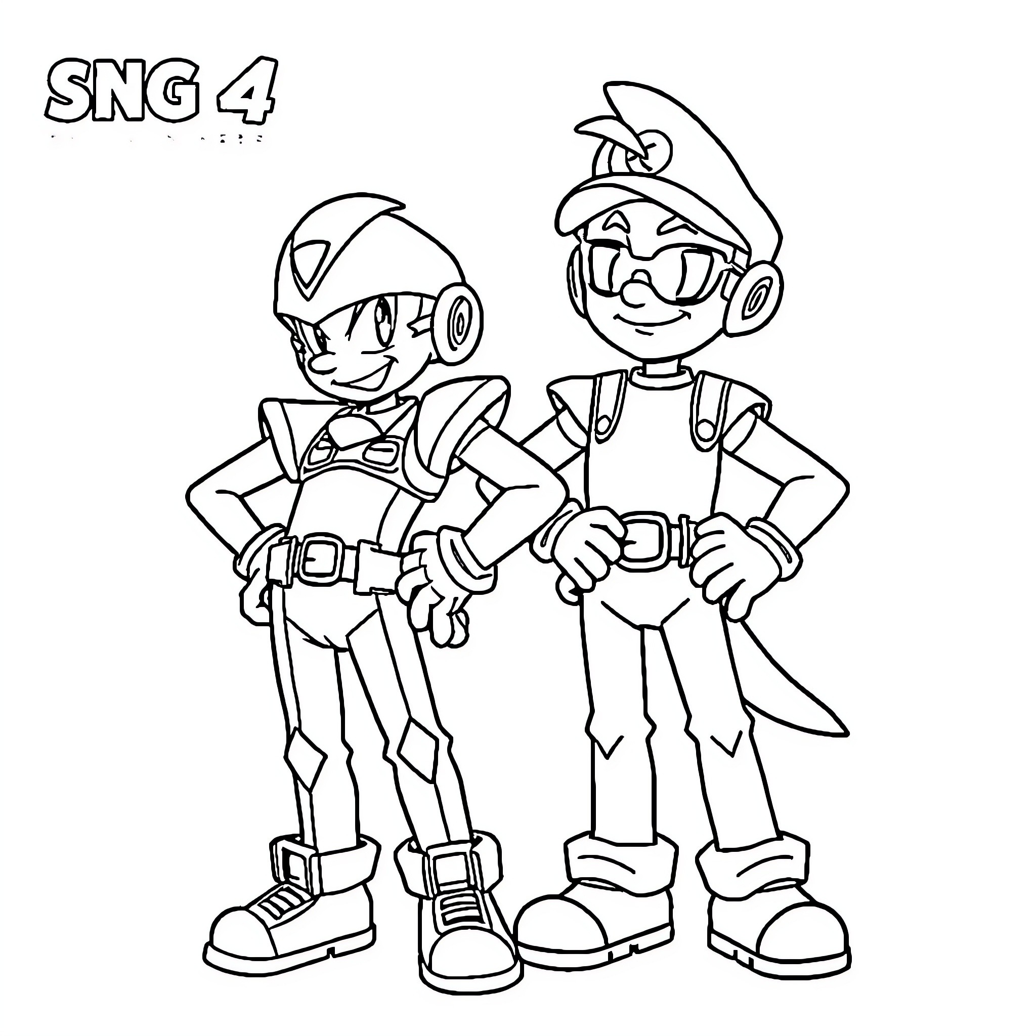 SMG4 characters in casual outfits and poses Coloring Page (free black-and-white line drawing printable PDF for all, from beginners to advanced learners, including children, teens, adults, and seniors)