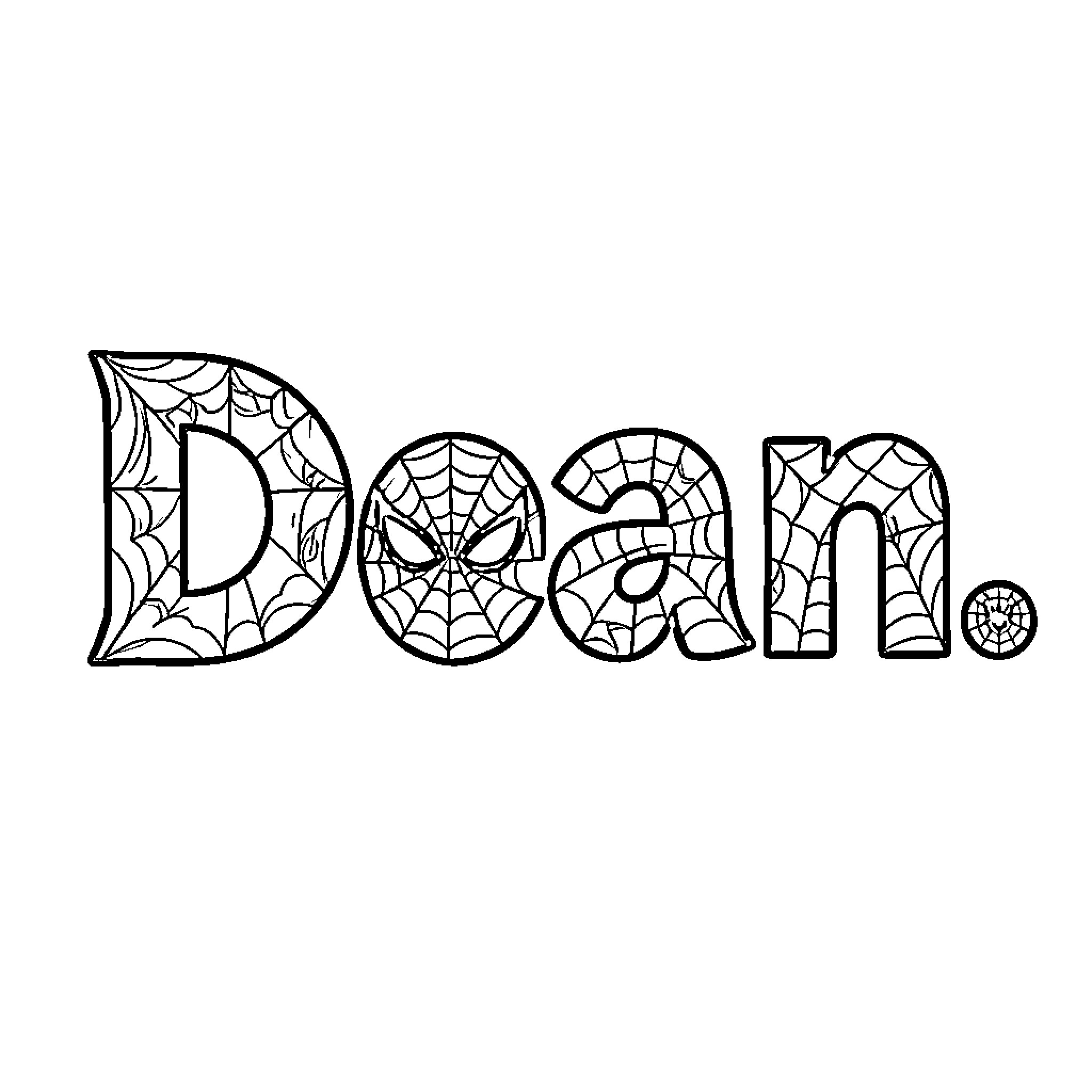 Logo with spider web design elements Coloring Page (free black-and-white line drawing printable PDF for all, from beginners to advanced learners, including children, teens, adults, and seniors)