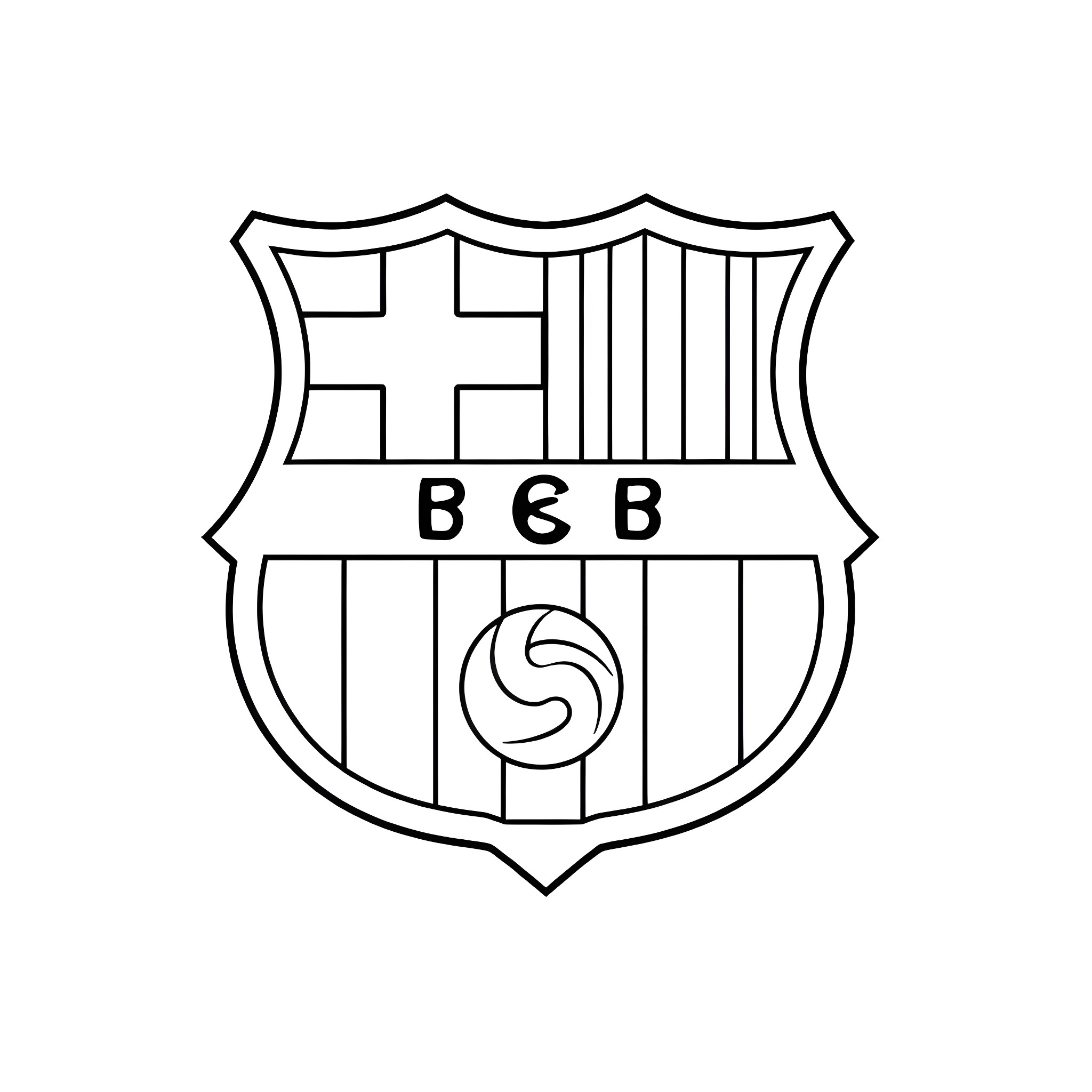 Barcelona Football Club Emblem Coloring Page (free black-and-white line drawing printable PDF for all, from beginners to advanced learners, including children, teens, adults, and seniors)