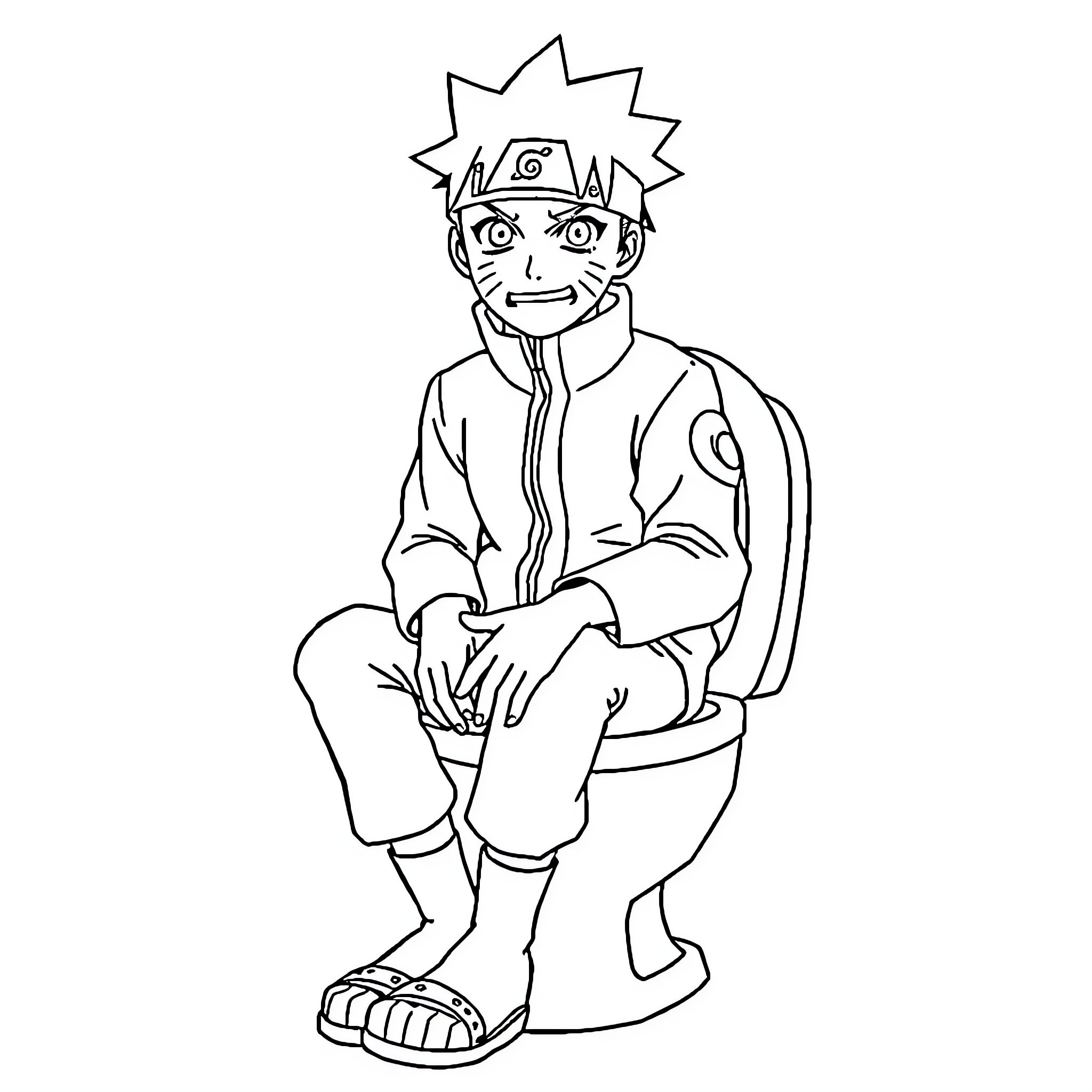 Naruto character in iconic ninja outfit Coloring Page (free black-and-white line drawing printable PDF for all, from beginners to advanced learners, including children, teens, adults, and seniors)