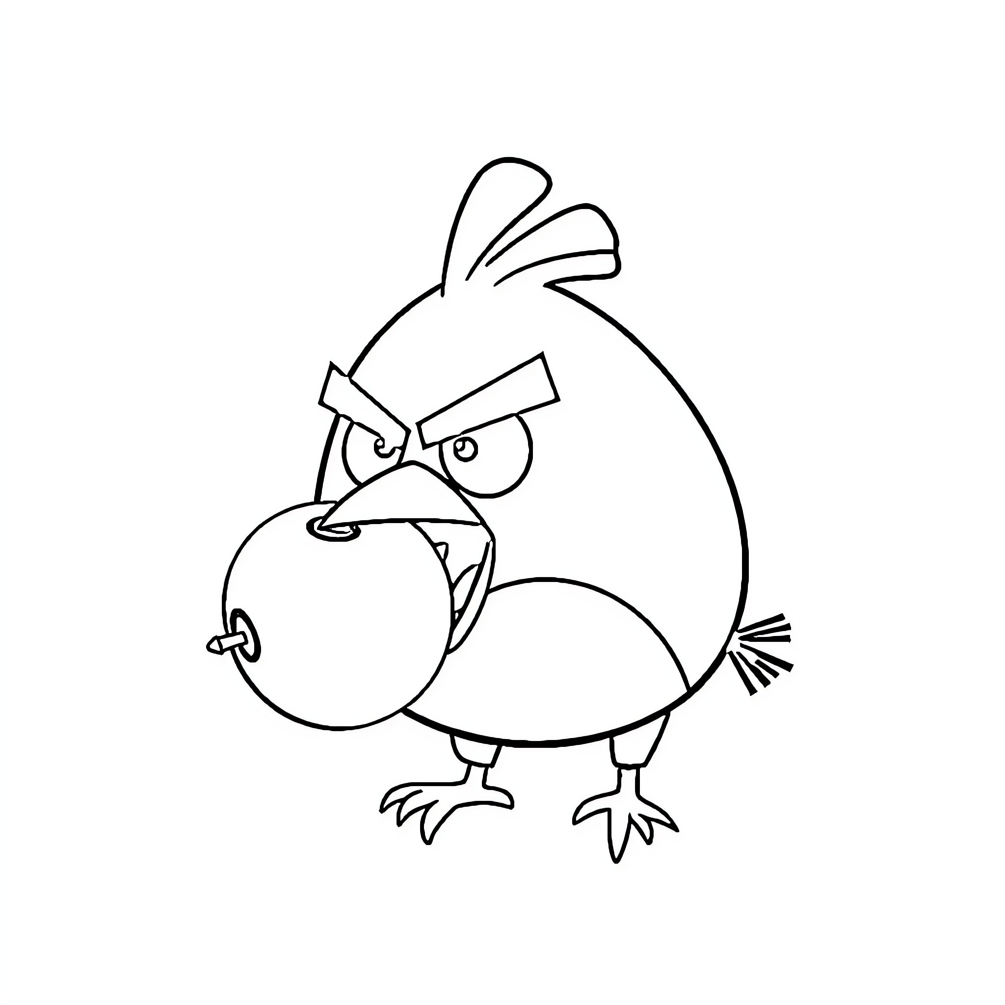 Bird cartoon character in angry expression Coloring Page (free black-and-white line drawing printable PDF for all, from beginners to advanced learners, including children, teens, adults, and seniors)