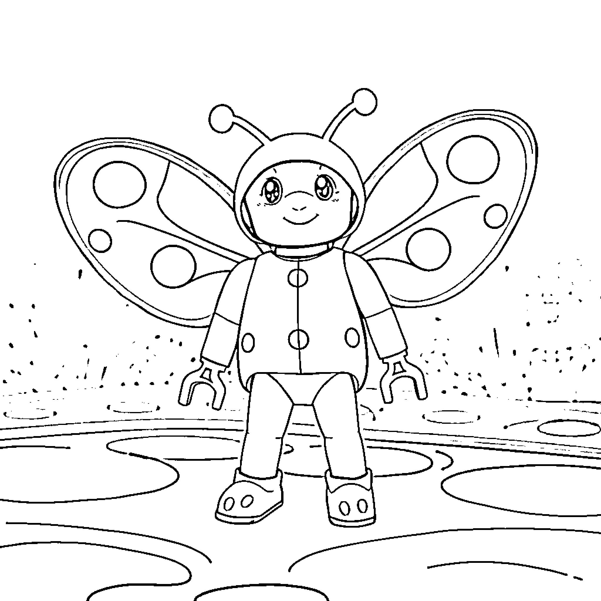 Ladybug exploring the colorful meadow Coloring Page (free black-and-white line drawing printable PDF for all, from beginners to advanced learners, including children, teens, adults, and seniors)