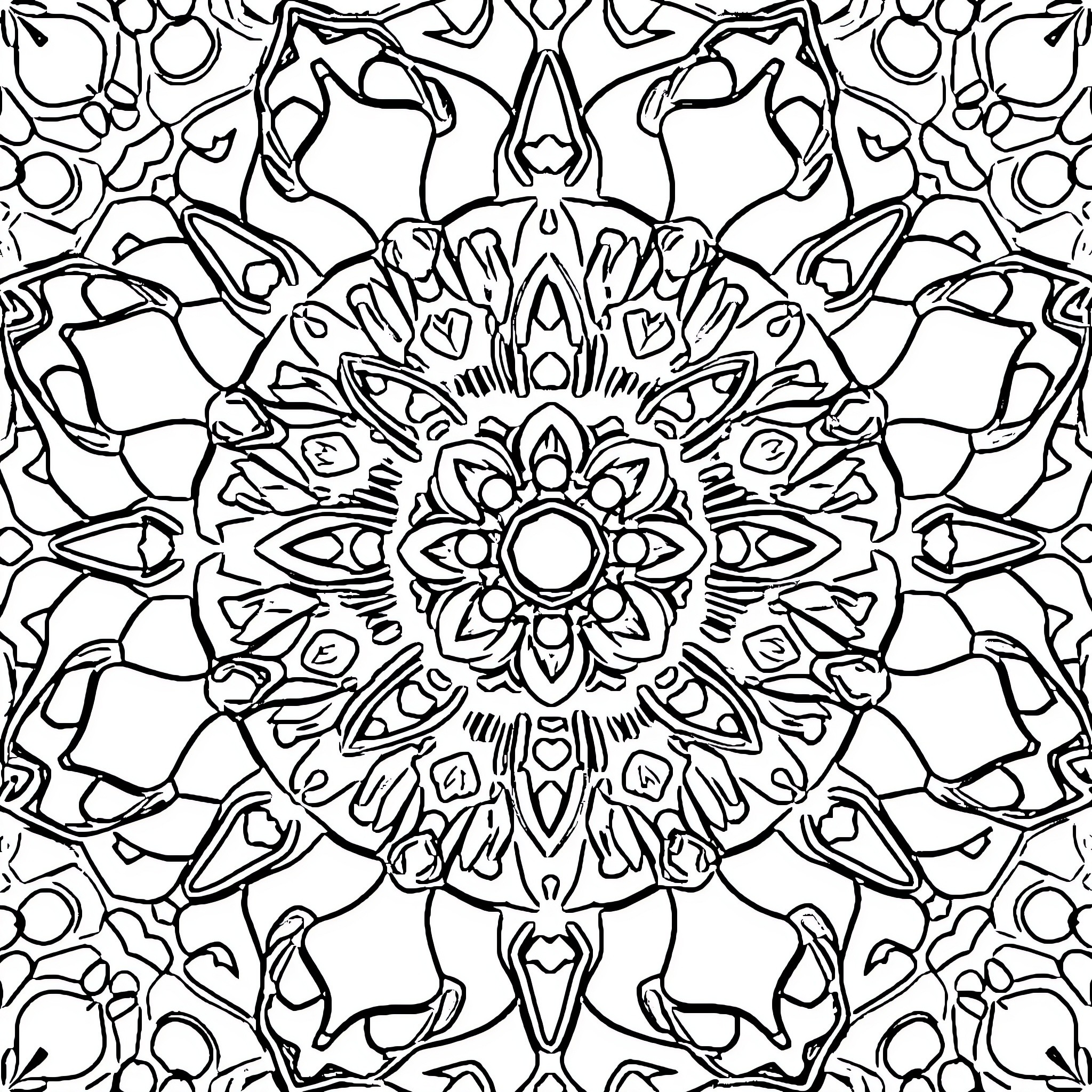 Lego Mandala Design Coloring Page (free black-and-white line drawing printable PDF for all, from beginners to advanced learners, including children, teens, adults, and seniors)
