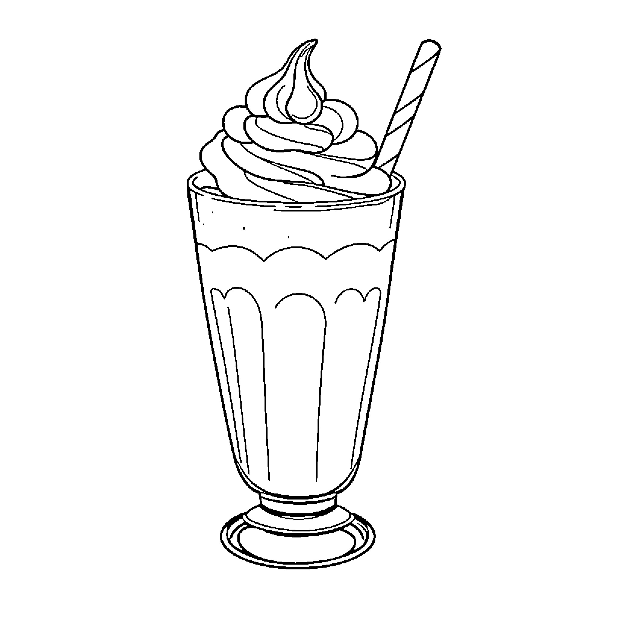 Squash Delicious Milkshake with Straw Coloring Page (free black-and-white line drawing printable PDF for all, from beginners to advanced learners, including children, teens, adults, and seniors)
