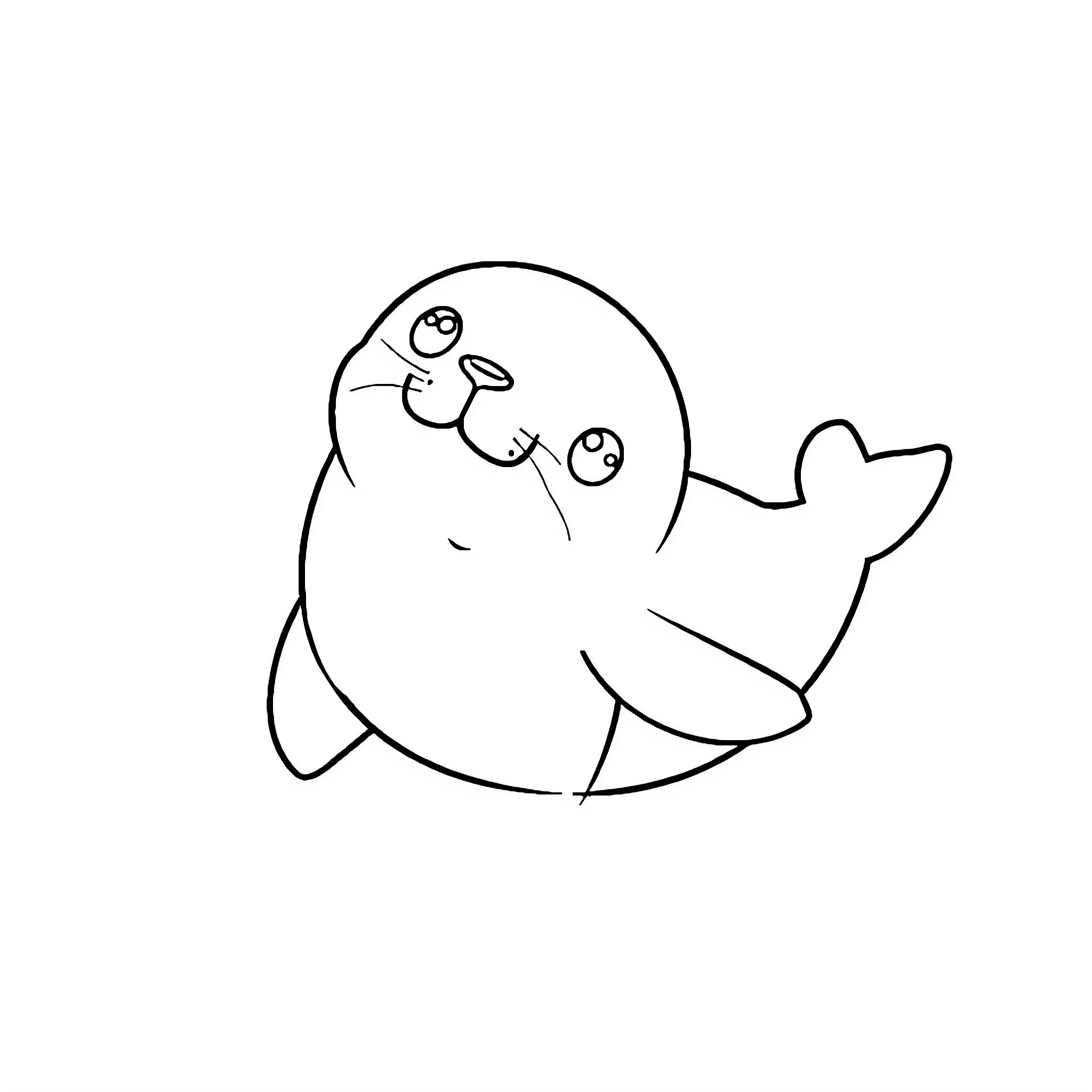 Seal playing with its pups Coloring Page (free black-and-white line drawing printable PDF for all, from beginners to advanced learners, including children, teens, adults, and seniors)