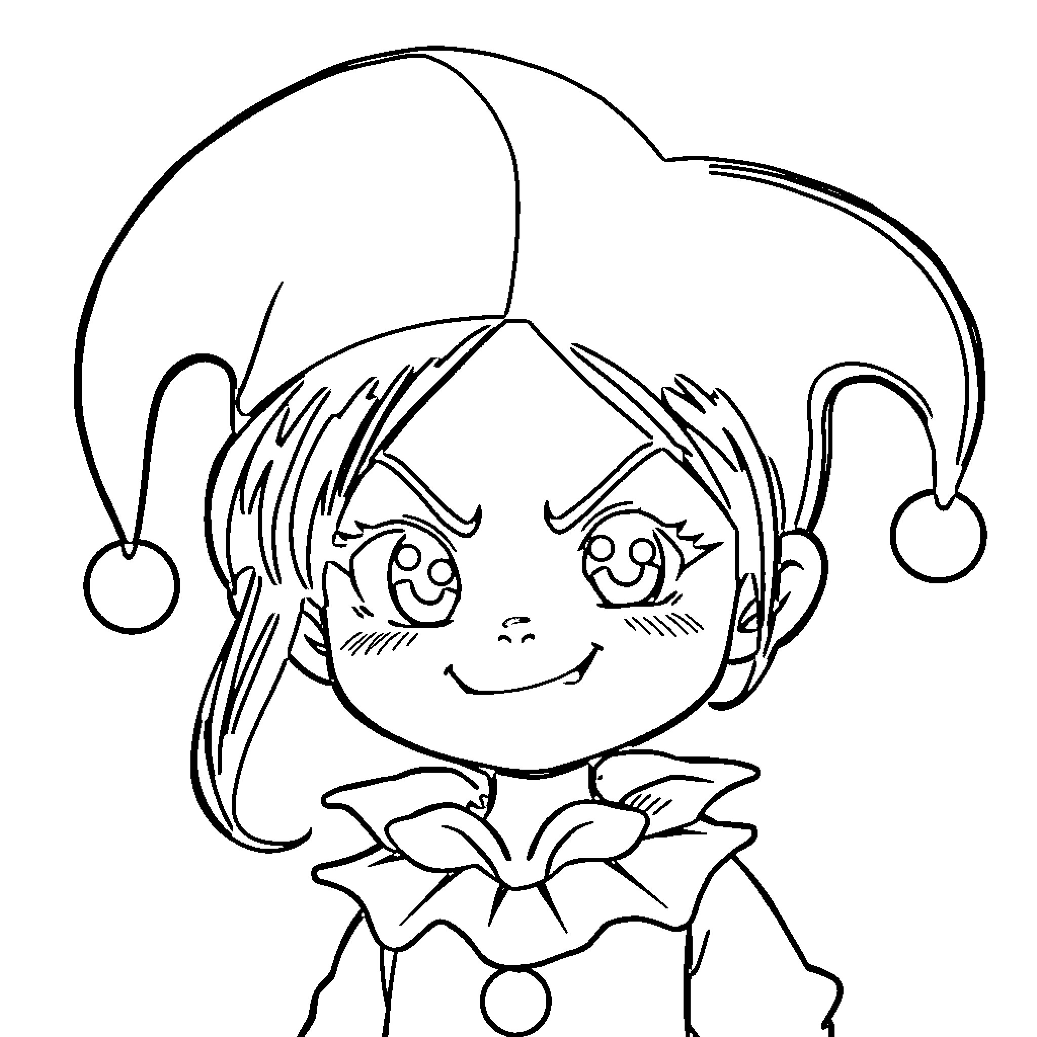 Kuromi's Mischievous Antics Coloring Page (free black-and-white line drawing printable PDF for all, from beginners to advanced learners, including children, teens, adults, and seniors)