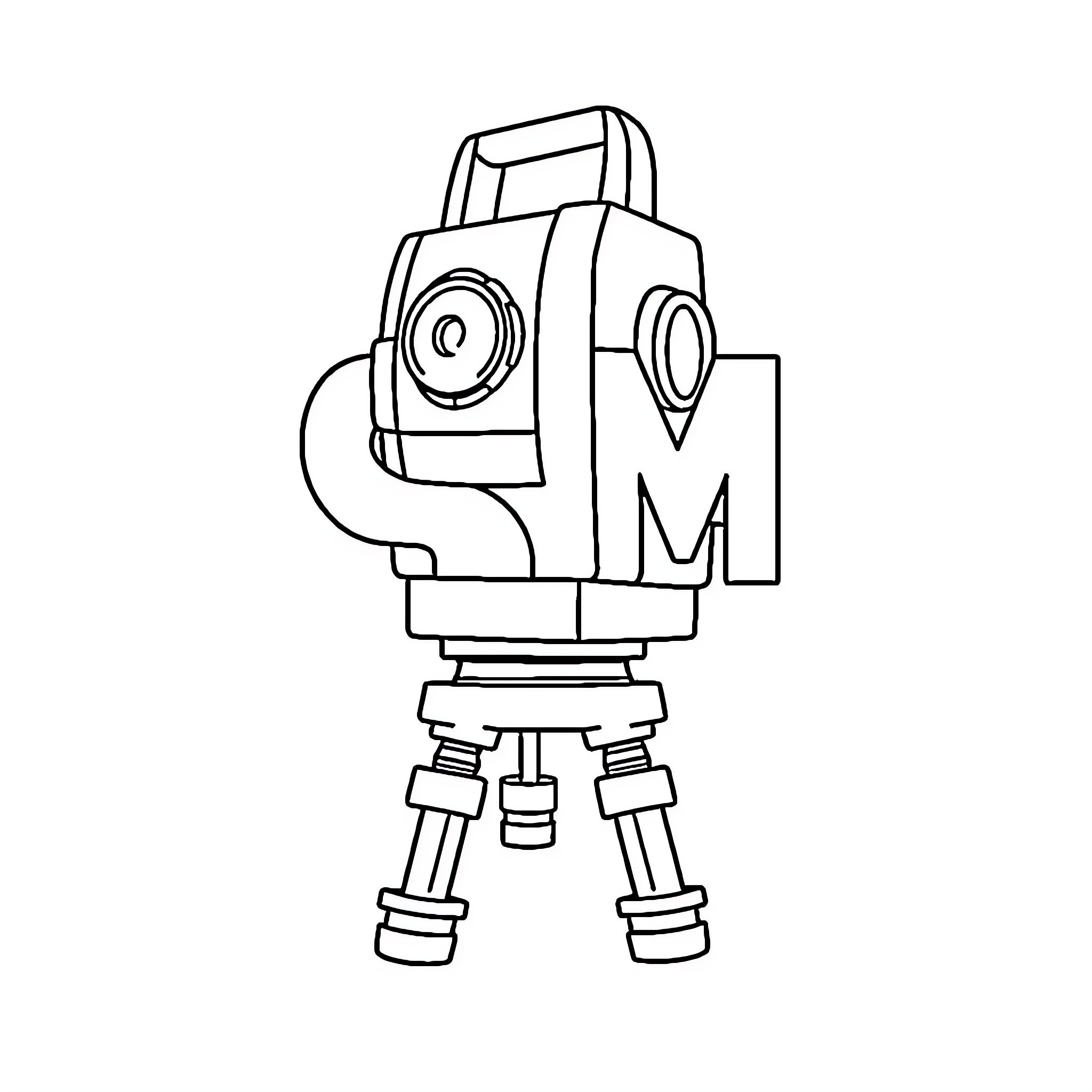 Total Station Surveying Equipment Coloring Page (free black-and-white line drawing printable PDF for all, from beginners to advanced learners, including children, teens, adults, and seniors)