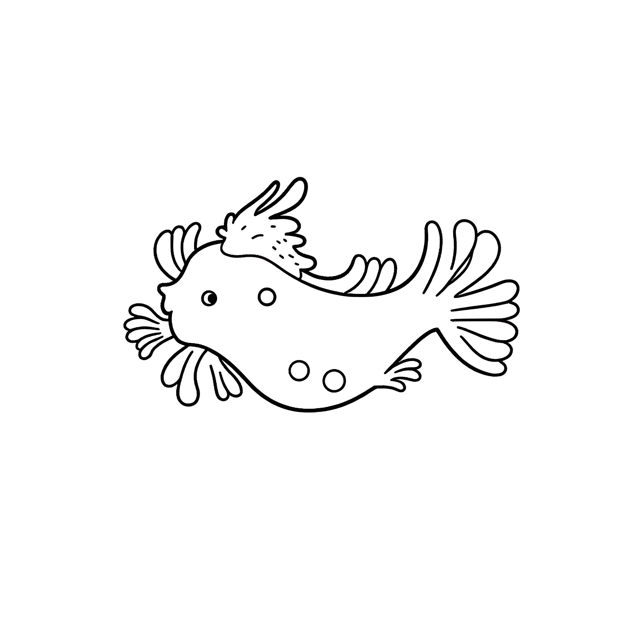 Nudibranch swimming gracefully Coloring Page (free black-and-white line drawing printable PDF for all, from beginners to advanced learners, including children, teens, adults, and seniors)
