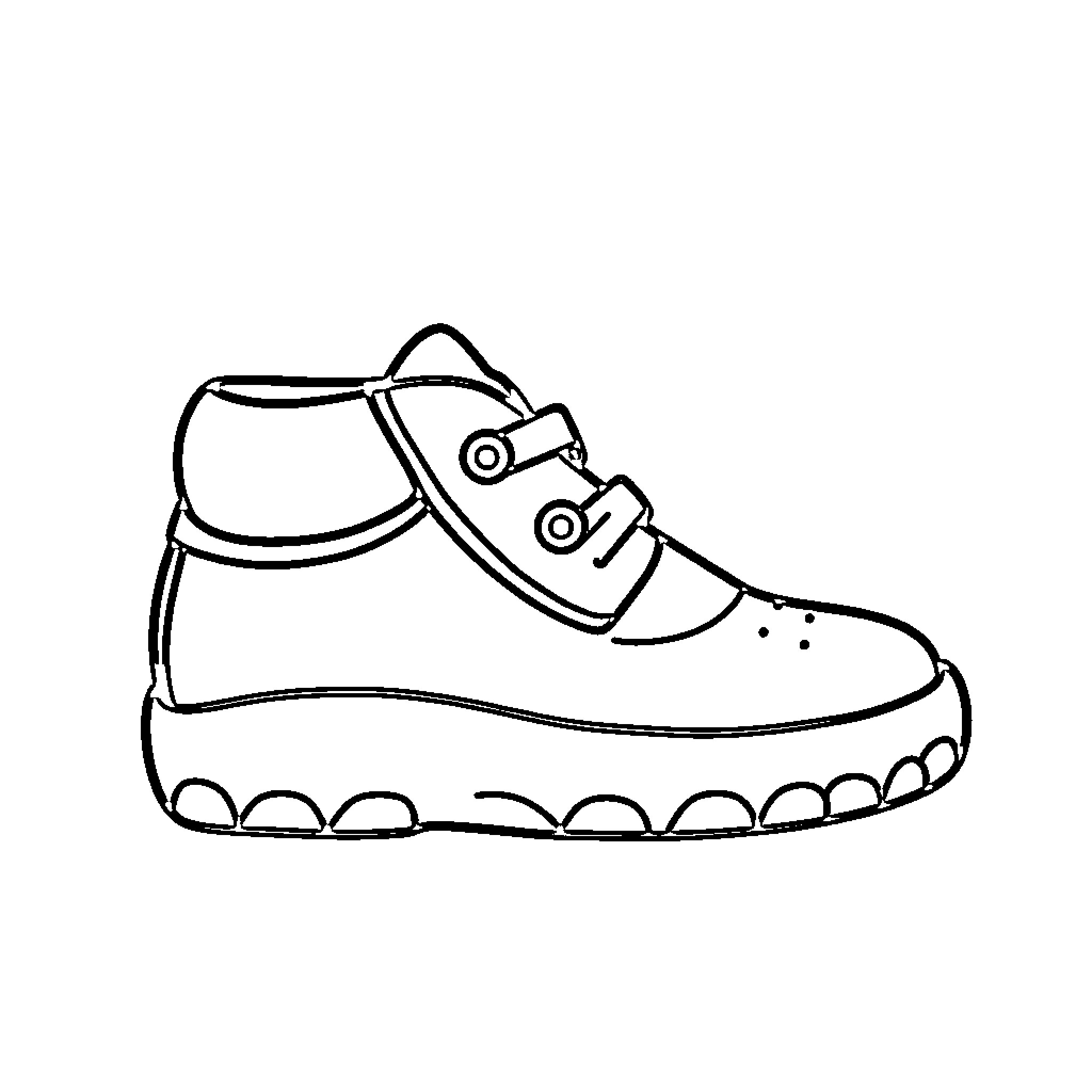 Shoe with laces and tread Coloring Page (free black-and-white line drawing printable PDF for all, from beginners to advanced learners, including children, teens, adults, and seniors)