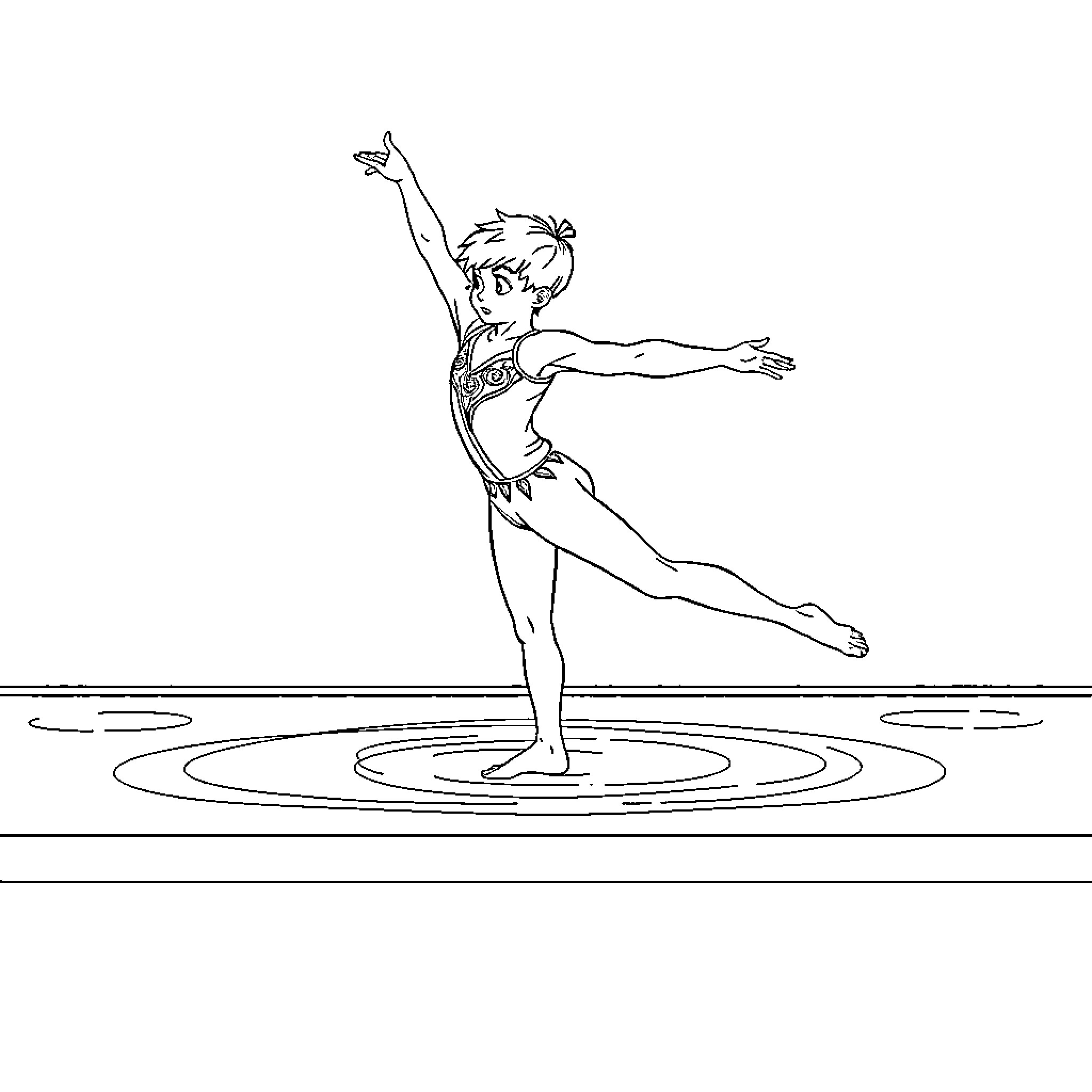 Huntrix performing a graceful dance routine Coloring Page (free black-and-white line drawing printable PDF for all, from beginners to advanced learners, including children, teens, adults, and seniors)