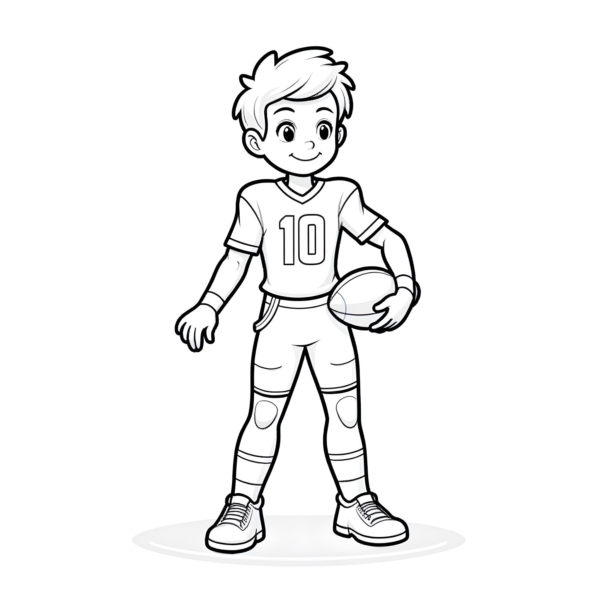 Jayden Daniels playing football on the field Coloring Page (free black-and-white line drawing printable PDF for all, from beginners to advanced learners, including children, teens, adults, and seniors)