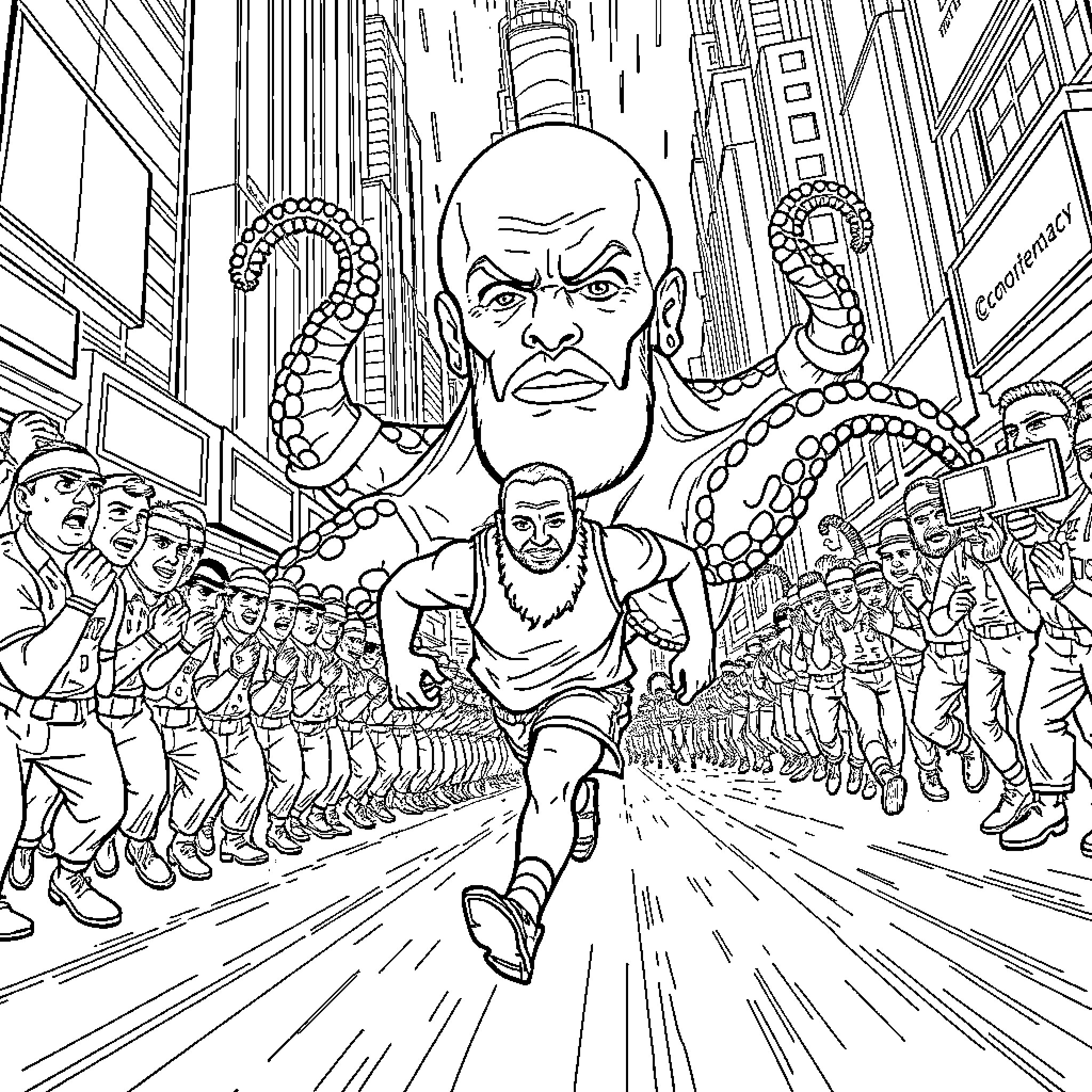 Thucydides' Depiction of Ancient Martial Procession Coloring Page (free black-and-white line drawing printable PDF for all, from beginners to advanced learners, including children, teens, adults, and seniors)