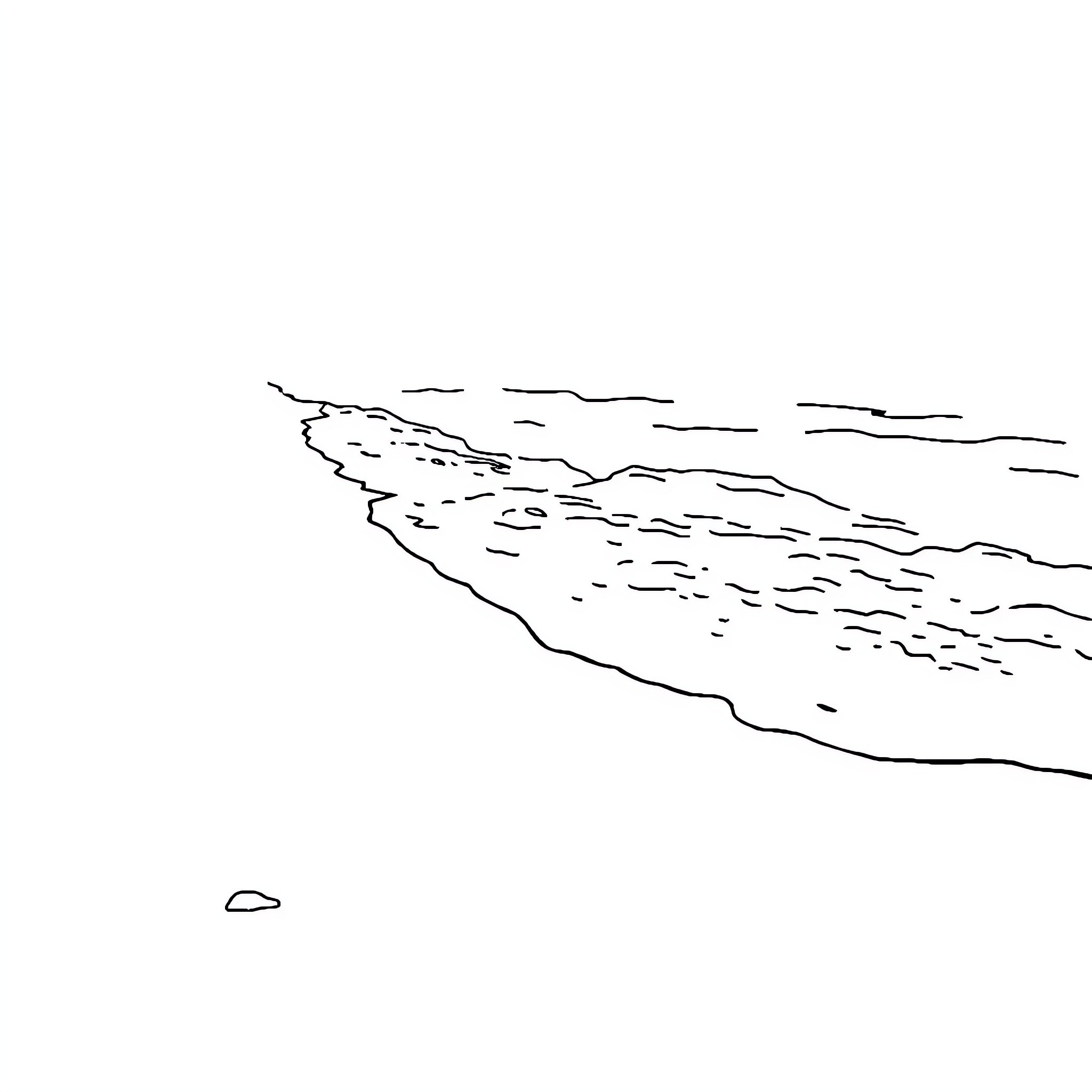 Beach waves crashing on the shore Coloring Page (free black-and-white line drawing printable PDF for all, from beginners to advanced learners, including children, teens, adults, and seniors)