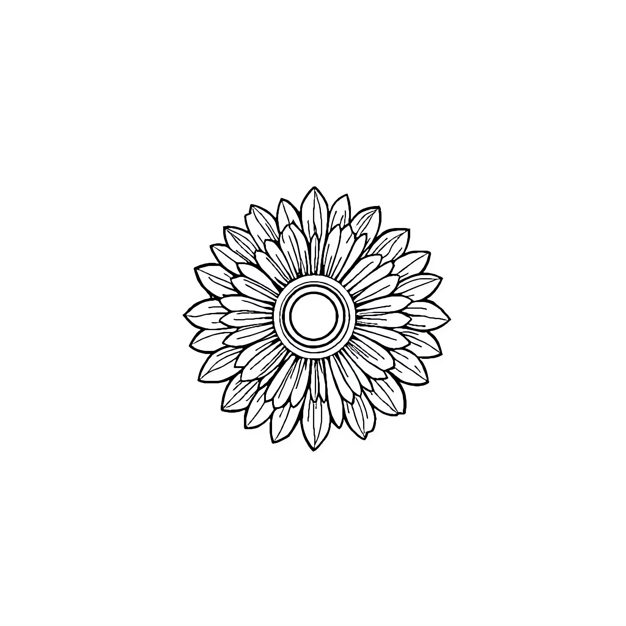 Children's Stylized Sunflower Illustration Coloring Page (free black-and-white line drawing printable PDF for all, from beginners to advanced learners, including children, teens, adults, and seniors)