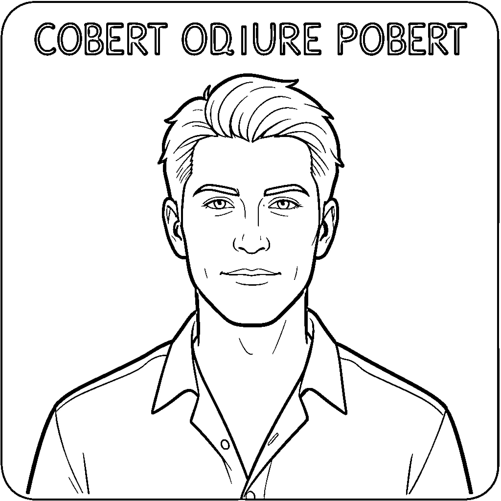 Robert smiling calmly in a collared shirt Coloring Page (free black-and-white line drawing printable PDF for all, from beginners to advanced learners, including children, teens, adults, and seniors)