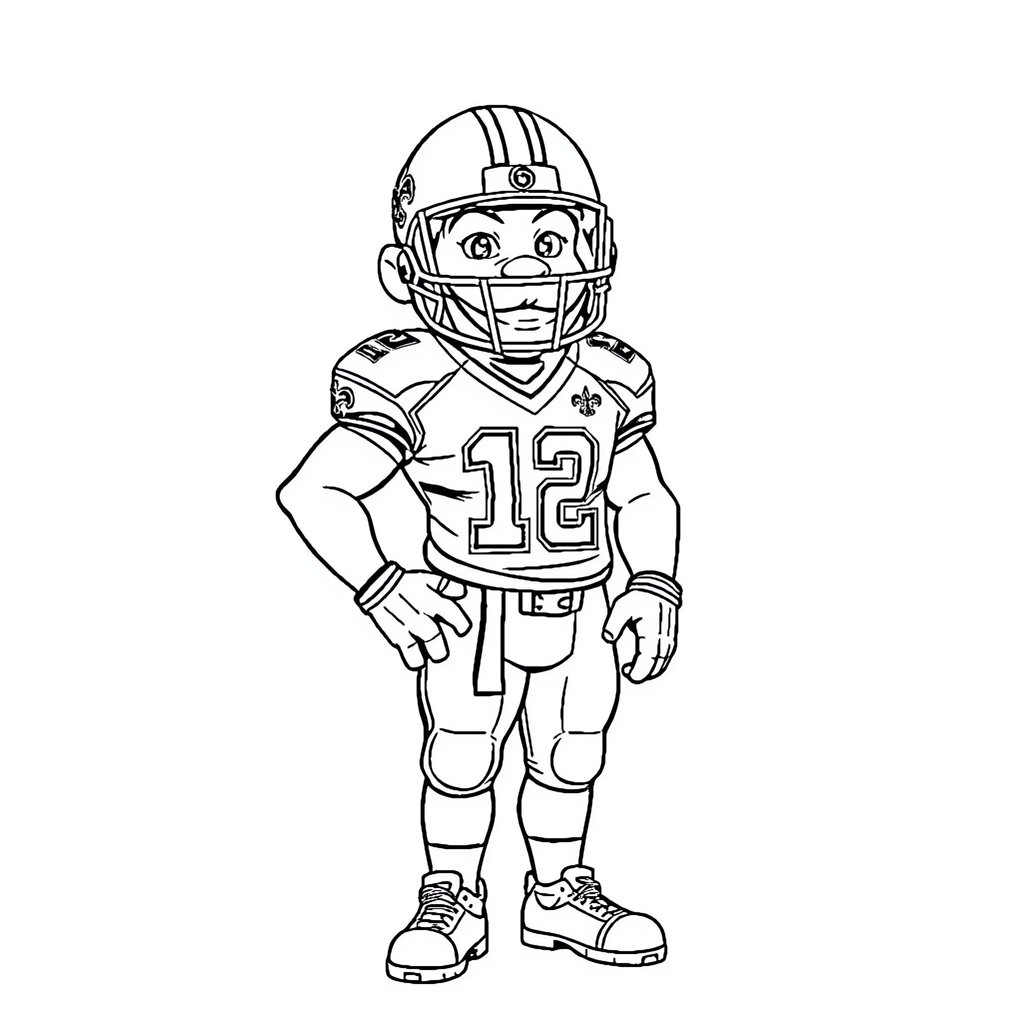 Ceruledge - Young Athlete in Football Uniform Coloring Page (free black-and-white line drawing printable PDF for all, from beginners to advanced learners, including children, teens, adults, and seniors)
