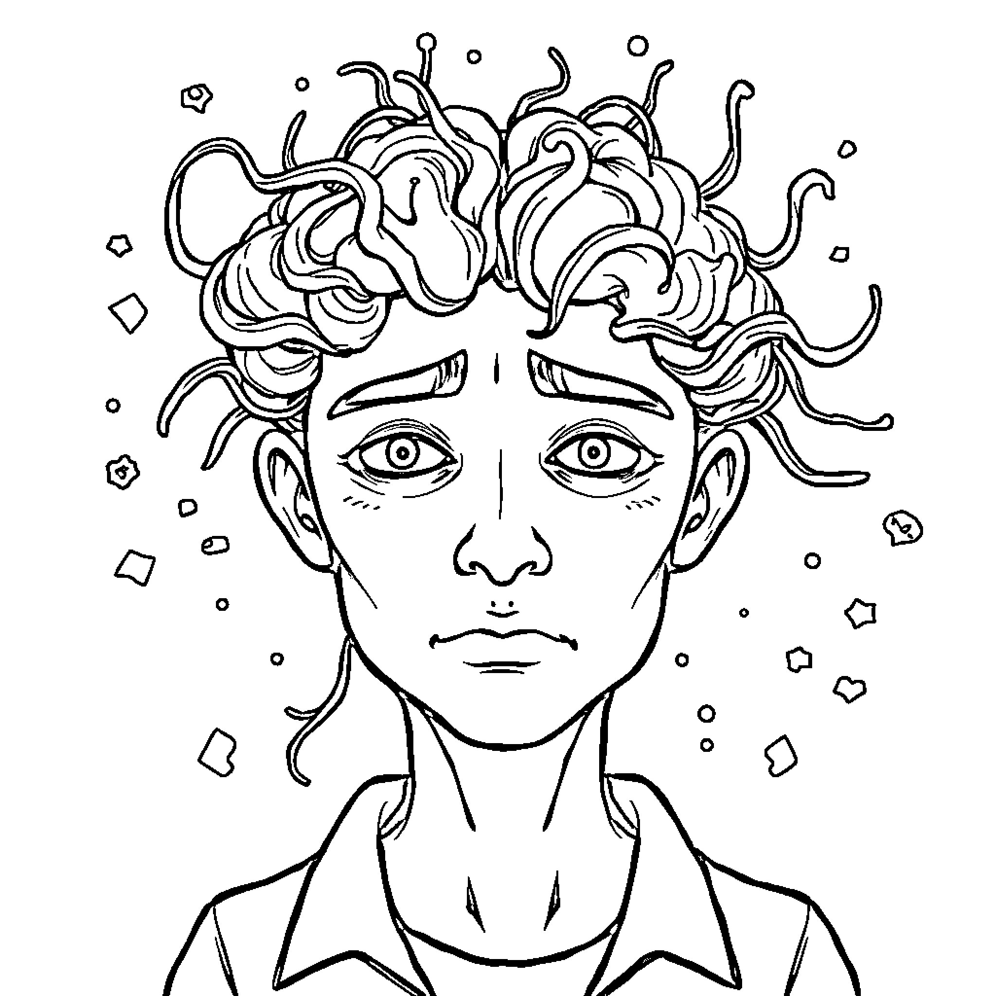 Brain Expressing Intricate Emotions through Artistic Depiction Coloring Page (free black-and-white line drawing printable PDF for all, from beginners to advanced learners, including children, teens, adults, and seniors)