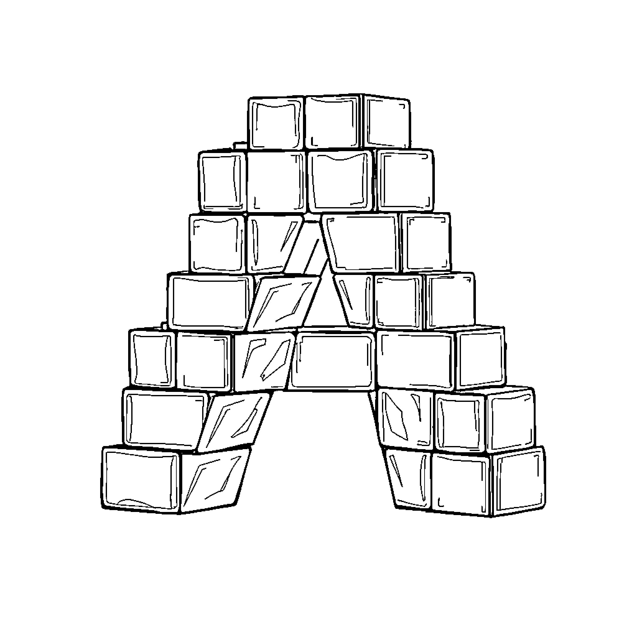 Letter A Constructed from Geometric Shapes Coloring Page (free black-and-white line drawing printable PDF for all, from beginners to advanced learners, including children, teens, adults, and seniors)