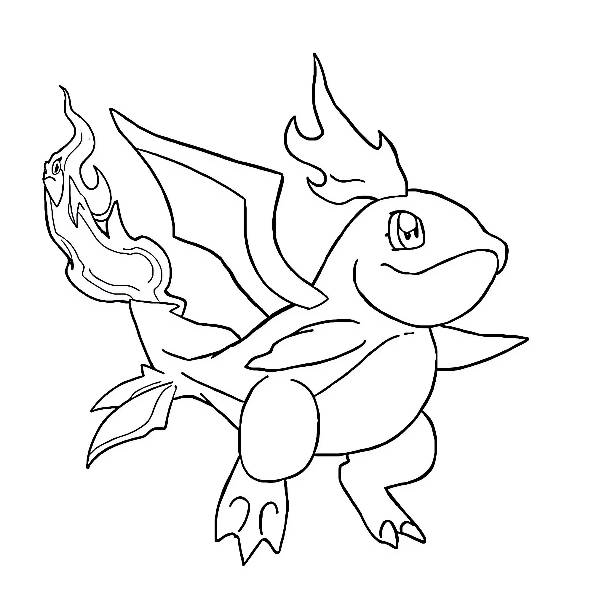 Magikarp splashing and swimming energetically Coloring Page (free black-and-white line drawing printable PDF for all, from beginners to advanced learners, including children, teens, adults, and seniors)