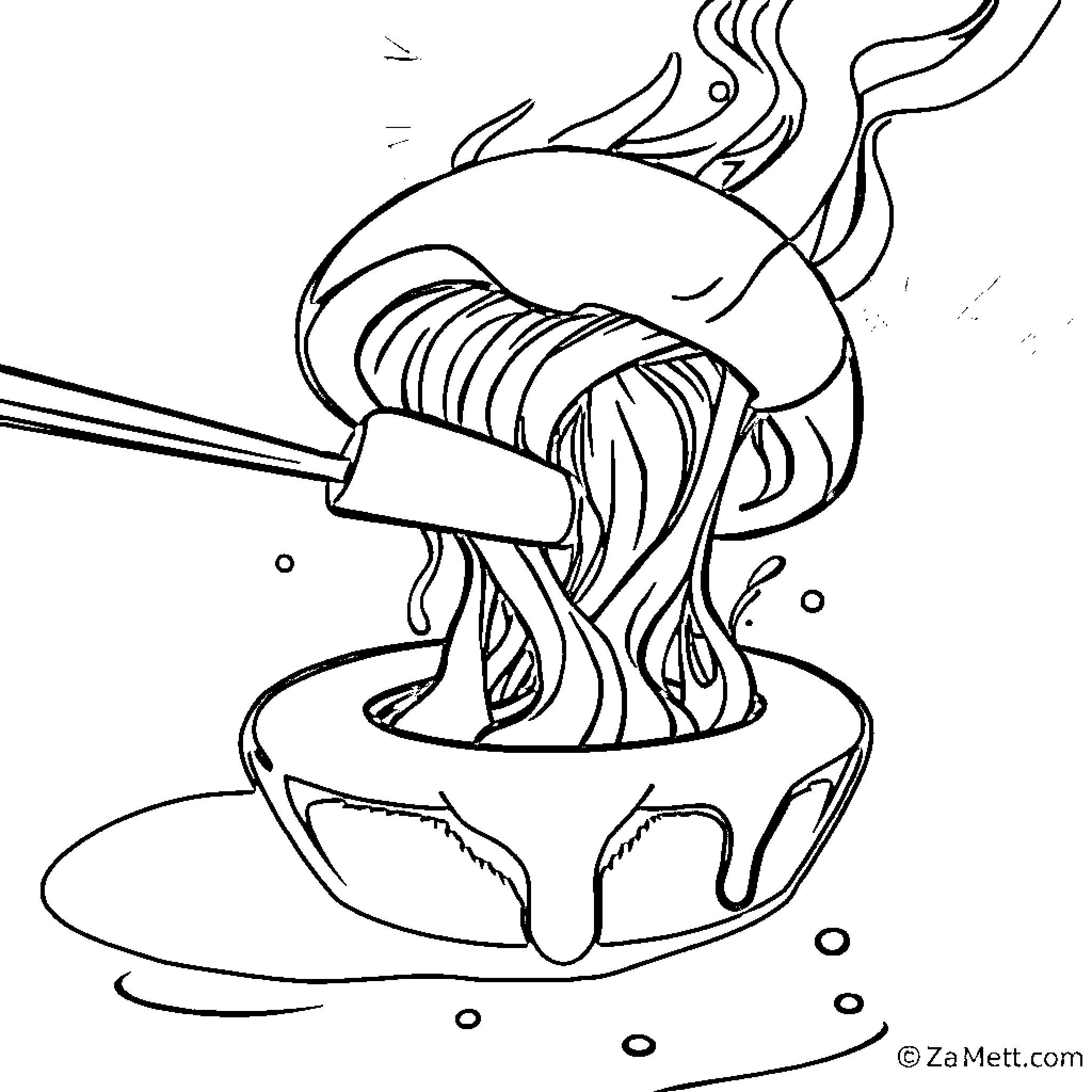 Heat Transfer of Noodly Delight Coloring Page (free black-and-white line drawing printable PDF for all, from beginners to advanced learners, including children, teens, adults, and seniors)