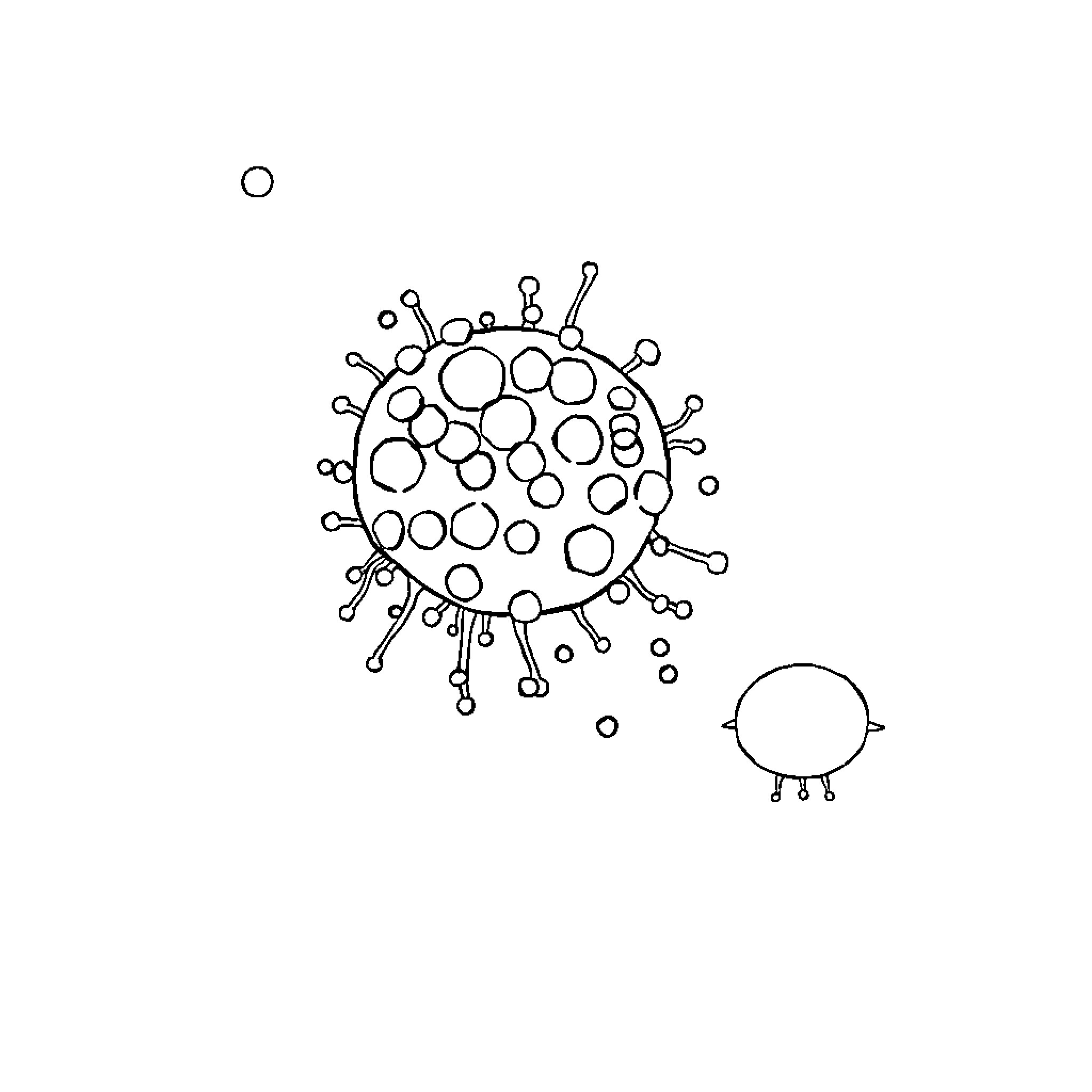 Phytoplankton in playful formation Coloring Page (free black-and-white line drawing printable PDF for all, from beginners to advanced learners, including children, teens, adults, and seniors)