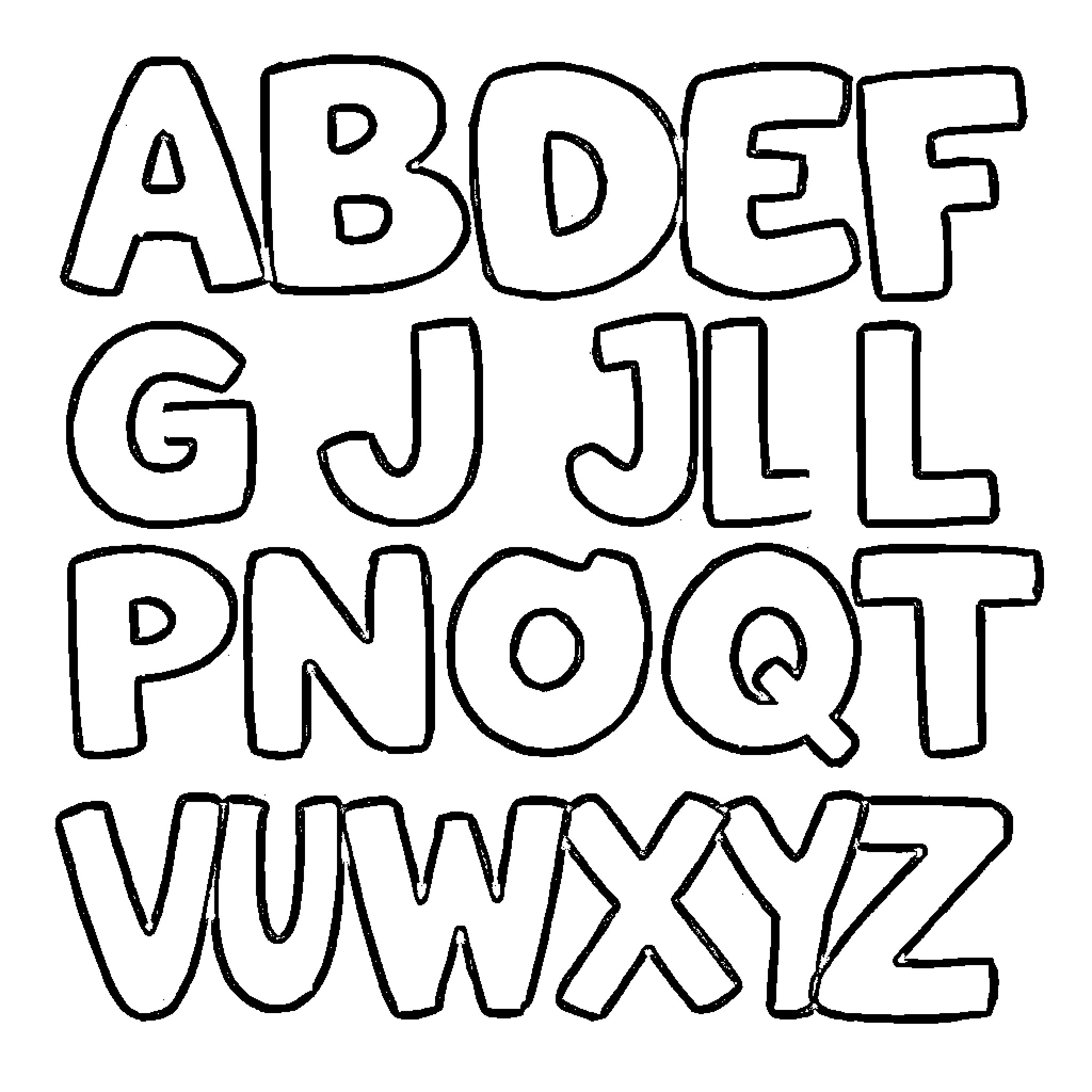 Alphabet letters in simple hand-drawn style Coloring Page (free black-and-white line drawing printable PDF for all, from beginners to advanced learners, including children, teens, adults, and seniors)