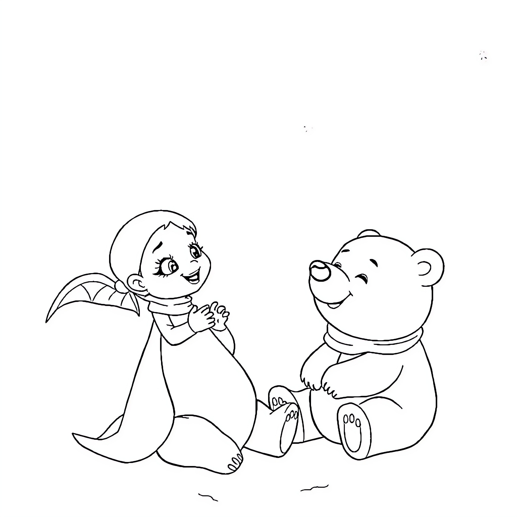 Vampirina and her stuffed animal friend Coloring Page (free black-and-white line drawing printable PDF for all, from beginners to advanced learners, including children, teens, adults, and seniors)