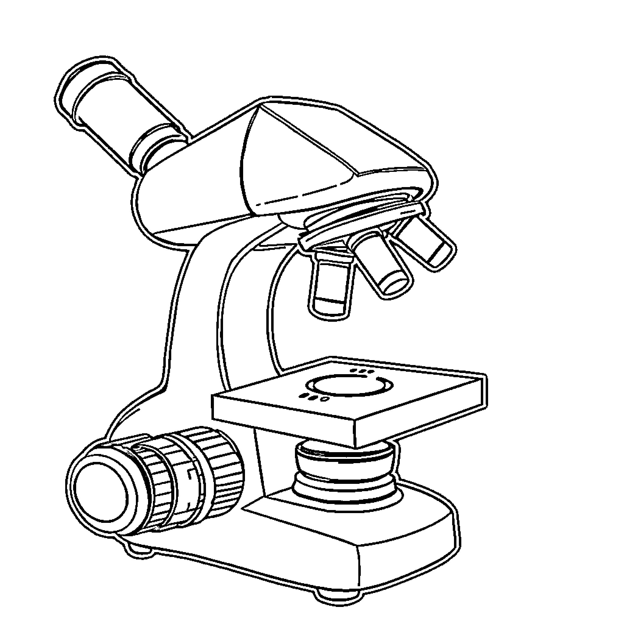 Microscope with scientific equipment Coloring Page (free black-and-white line drawing printable PDF for all, from beginners to advanced learners, including children, teens, adults, and seniors)