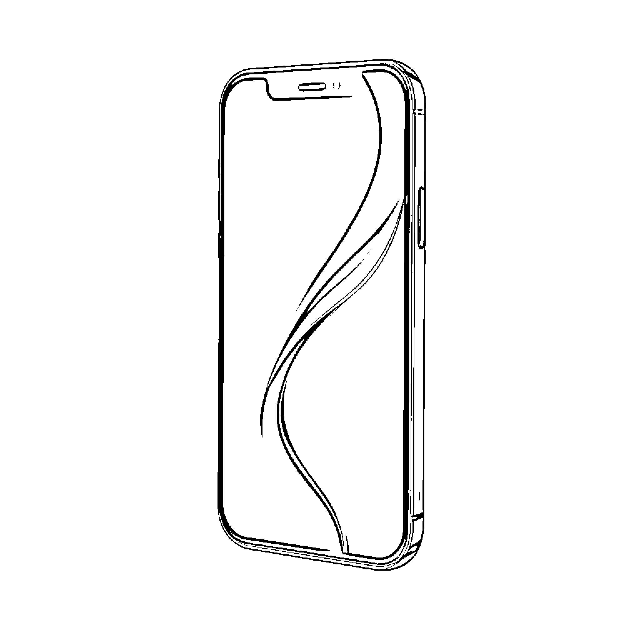 iPhone with abstract wavy design Coloring Page (free black-and-white line drawing printable PDF for all, from beginners to advanced learners, including children, teens, adults, and seniors)
