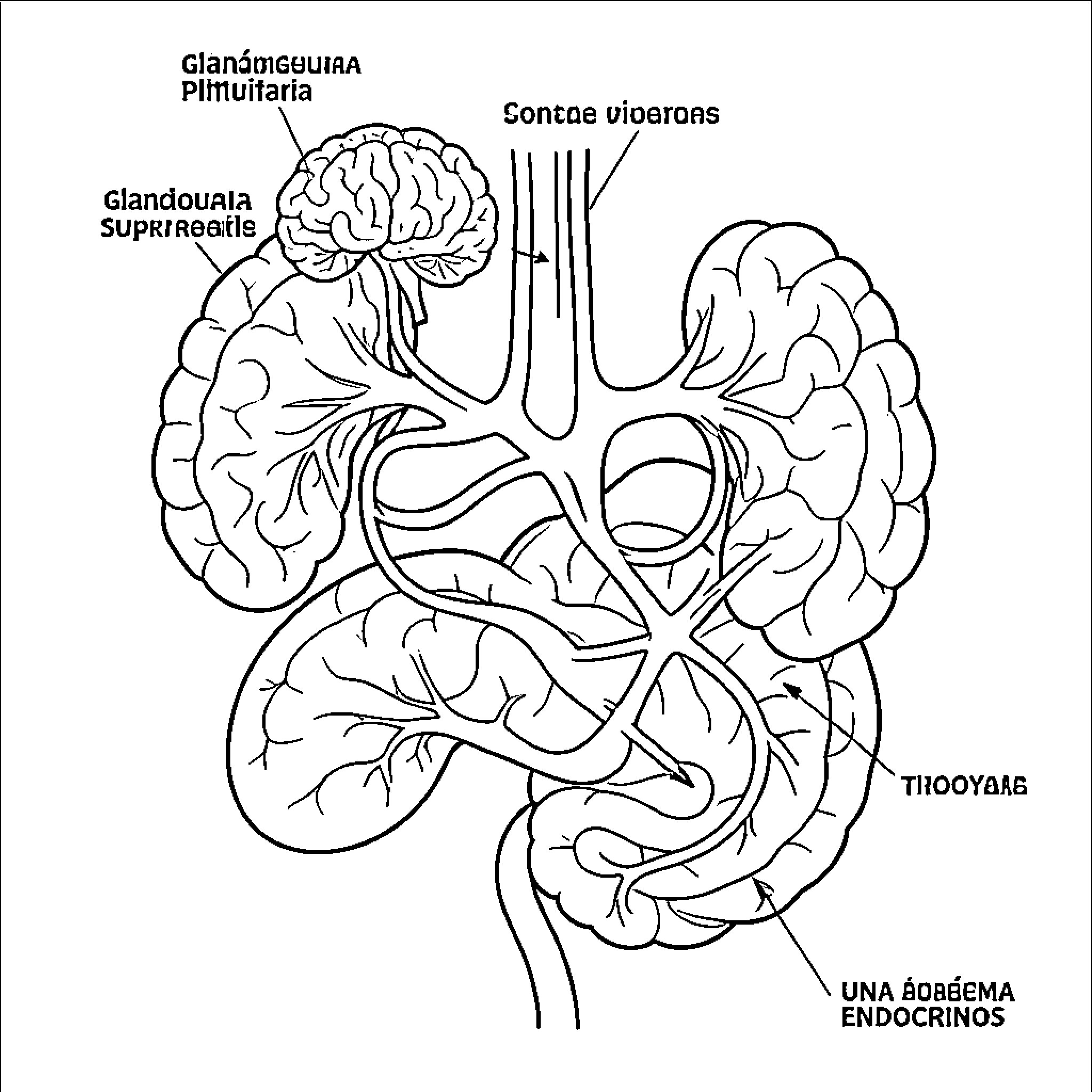 Endocrine System: Anatomy of the Brain Coloring Page (free black-and-white line drawing printable PDF for all, from beginners to advanced learners, including children, teens, adults, and seniors)