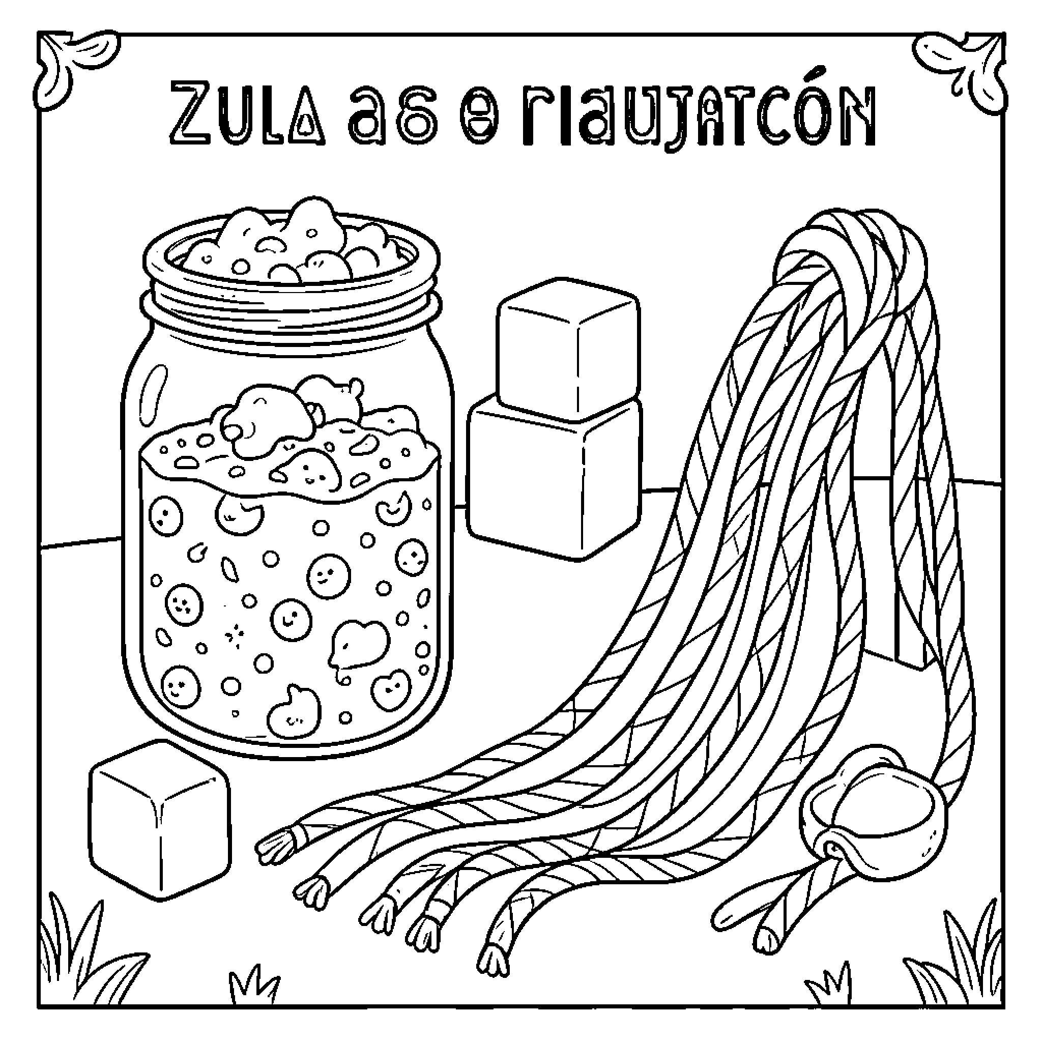 Zona with sweets and long braided hair Coloring Page (free black-and-white line drawing printable PDF for all, from beginners to advanced learners, including children, teens, adults, and seniors)