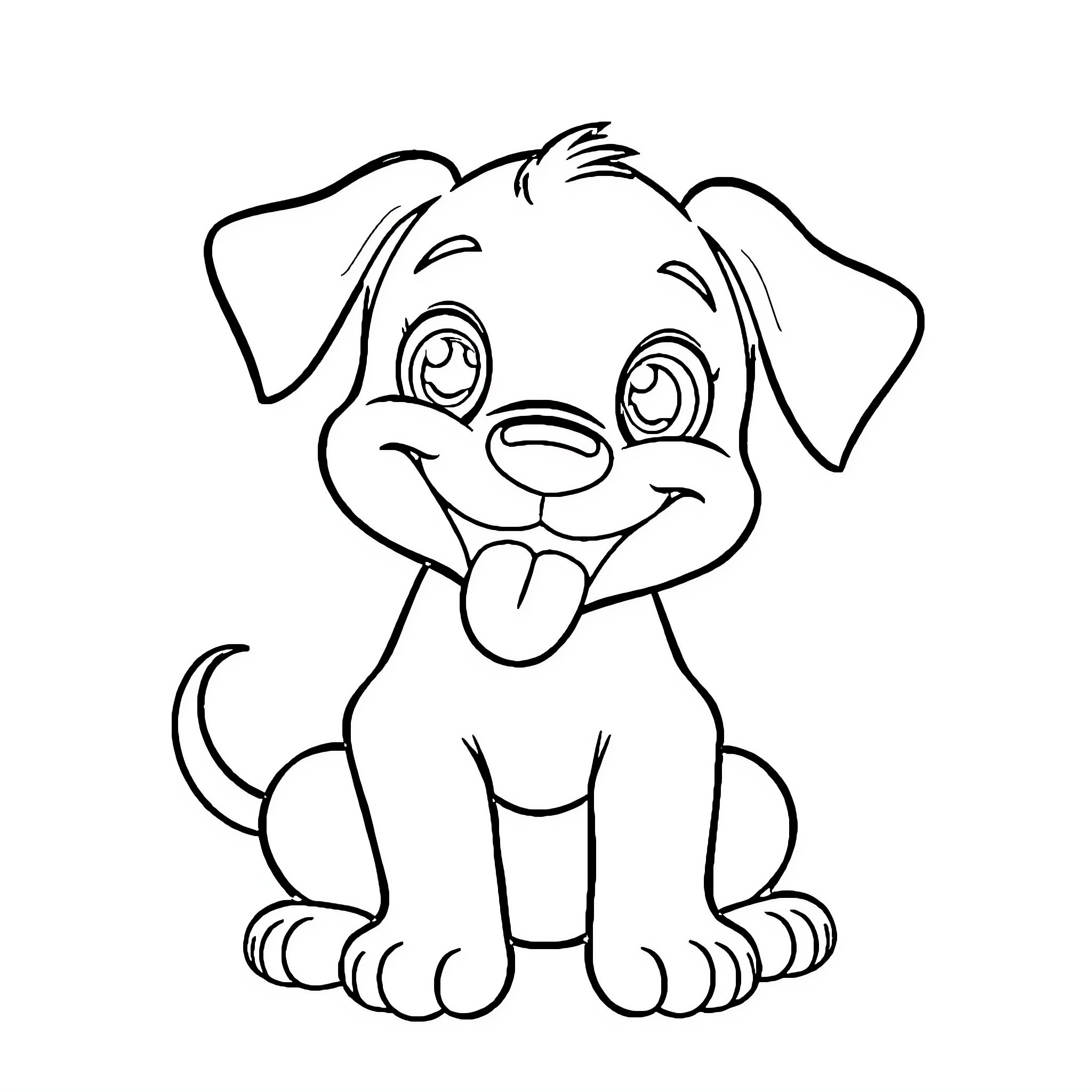 Puppy making a funny face Coloring Page (free black-and-white line drawing printable PDF for all, from beginners to advanced learners, including children, teens, adults, and seniors)