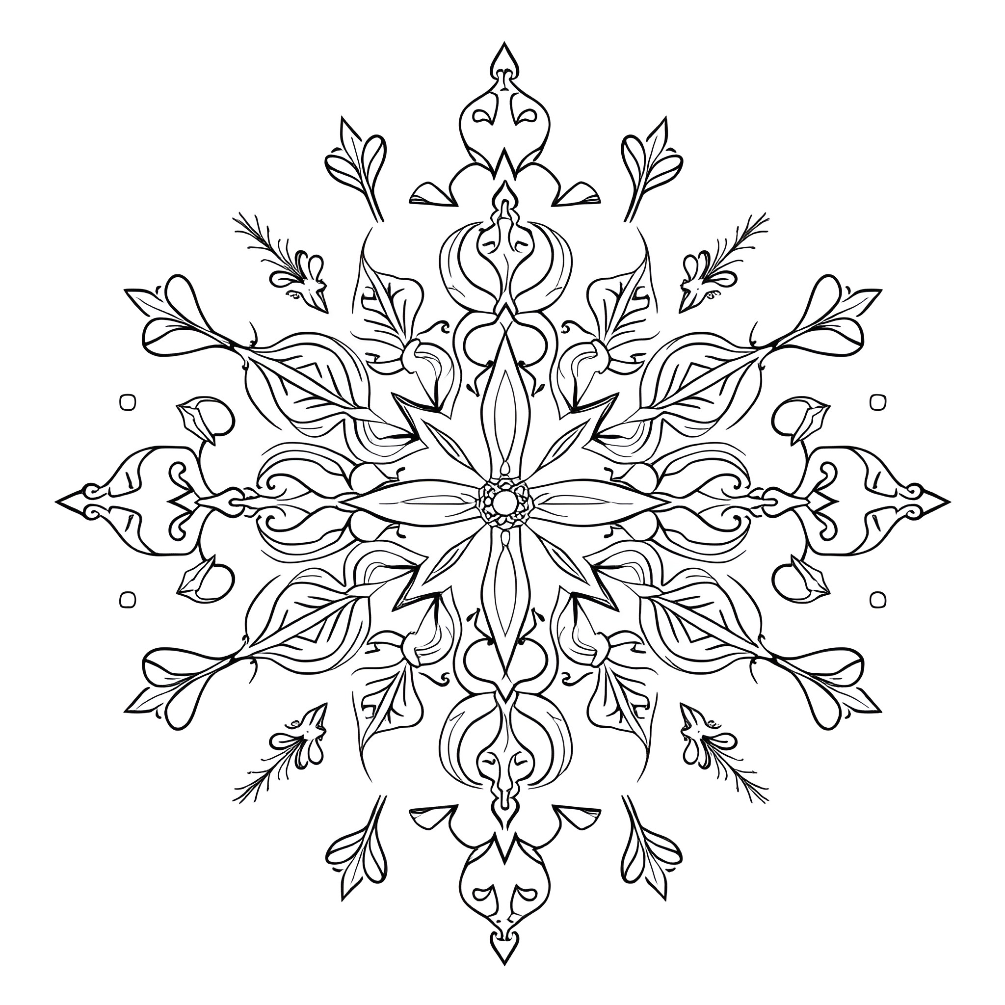 Christian Symbol of Intricate Floral Design Coloring Page (free black-and-white line drawing printable PDF for all, from beginners to advanced learners, including children, teens, adults, and seniors)