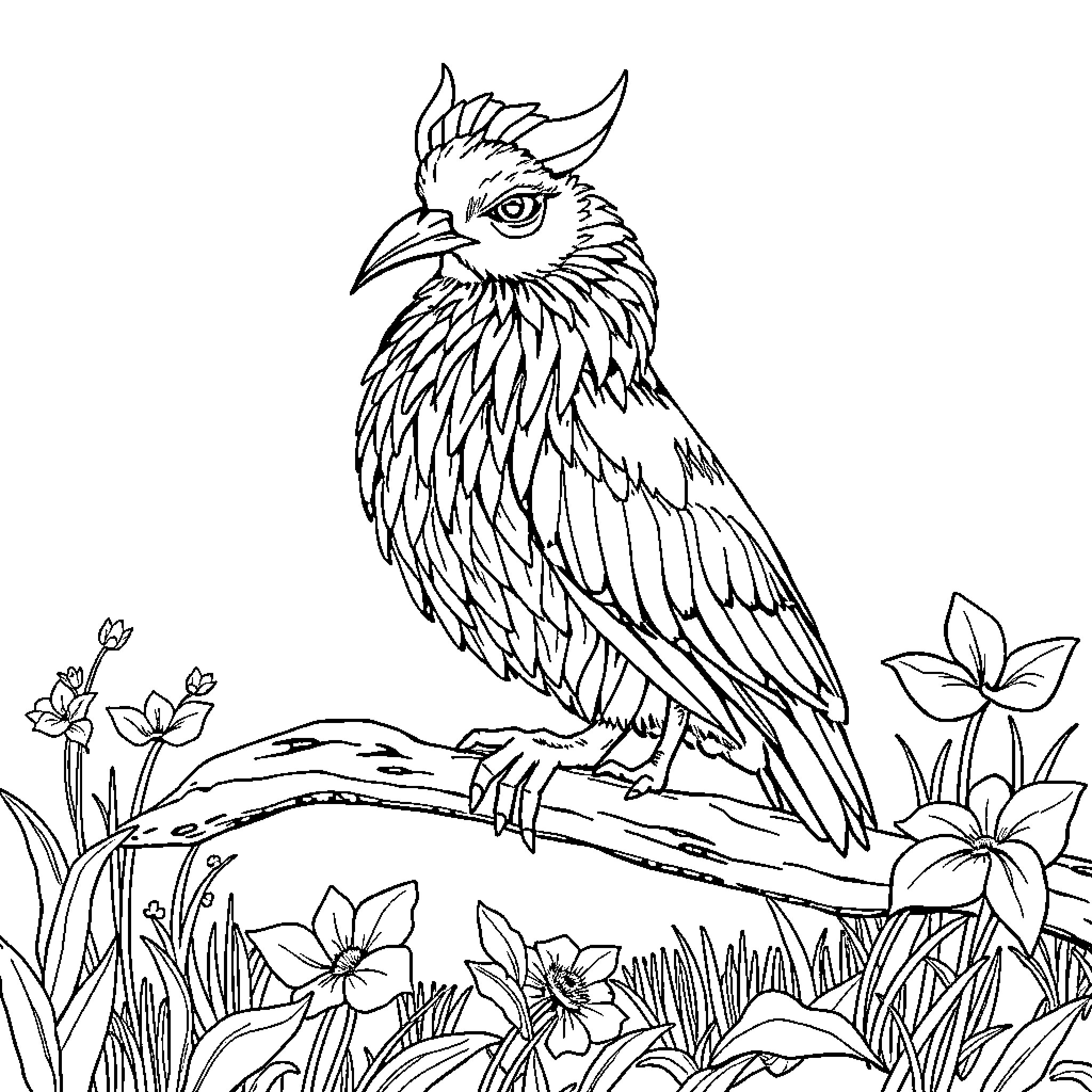 Saint Apostle Carp admiring the floral scenery Coloring Page (free black-and-white line drawing printable PDF for all, from beginners to advanced learners, including children, teens, adults, and seniors)