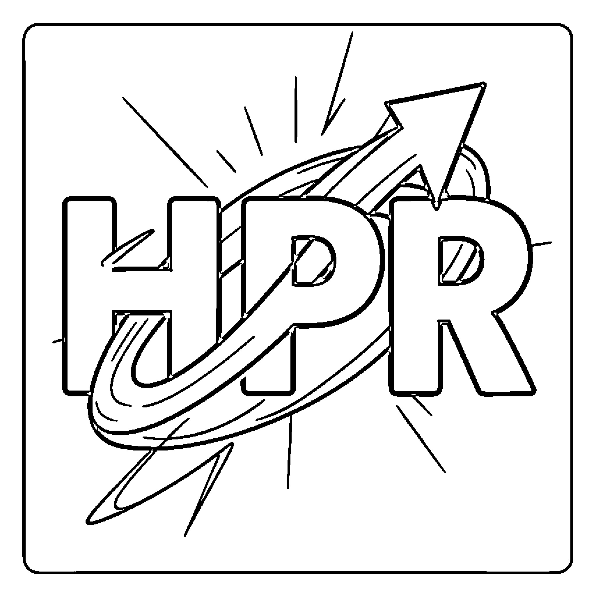 HPR: Stylized and Dynamic Graphic Design Coloring Page (free black-and-white line drawing printable PDF for all, from beginners to advanced learners, including children, teens, adults, and seniors)