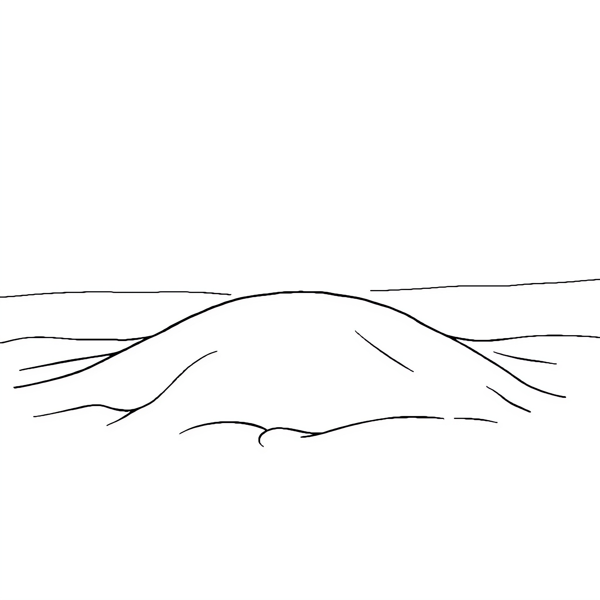 Beach landscape with mountains and horizon Coloring Page (free black-and-white line drawing printable PDF for all, from beginners to advanced learners, including children, teens, adults, and seniors)