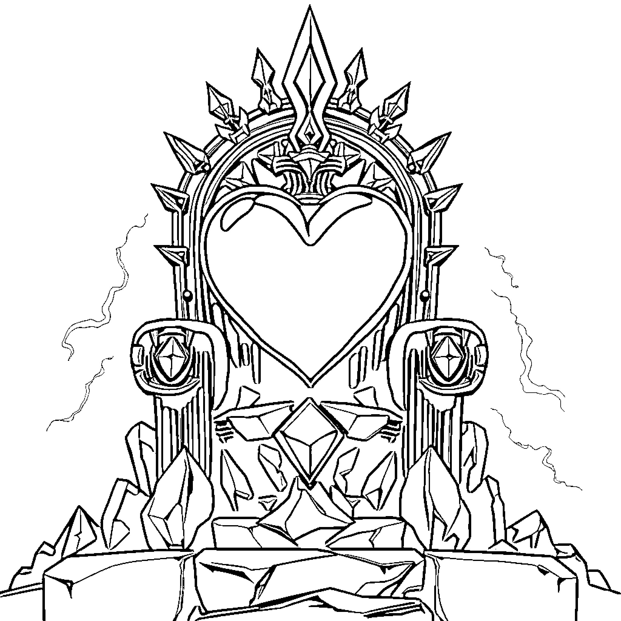 Heart of the Celestial Shrine Coloring Page (free black-and-white line drawing printable PDF for all, from beginners to advanced learners, including children, teens, adults, and seniors)