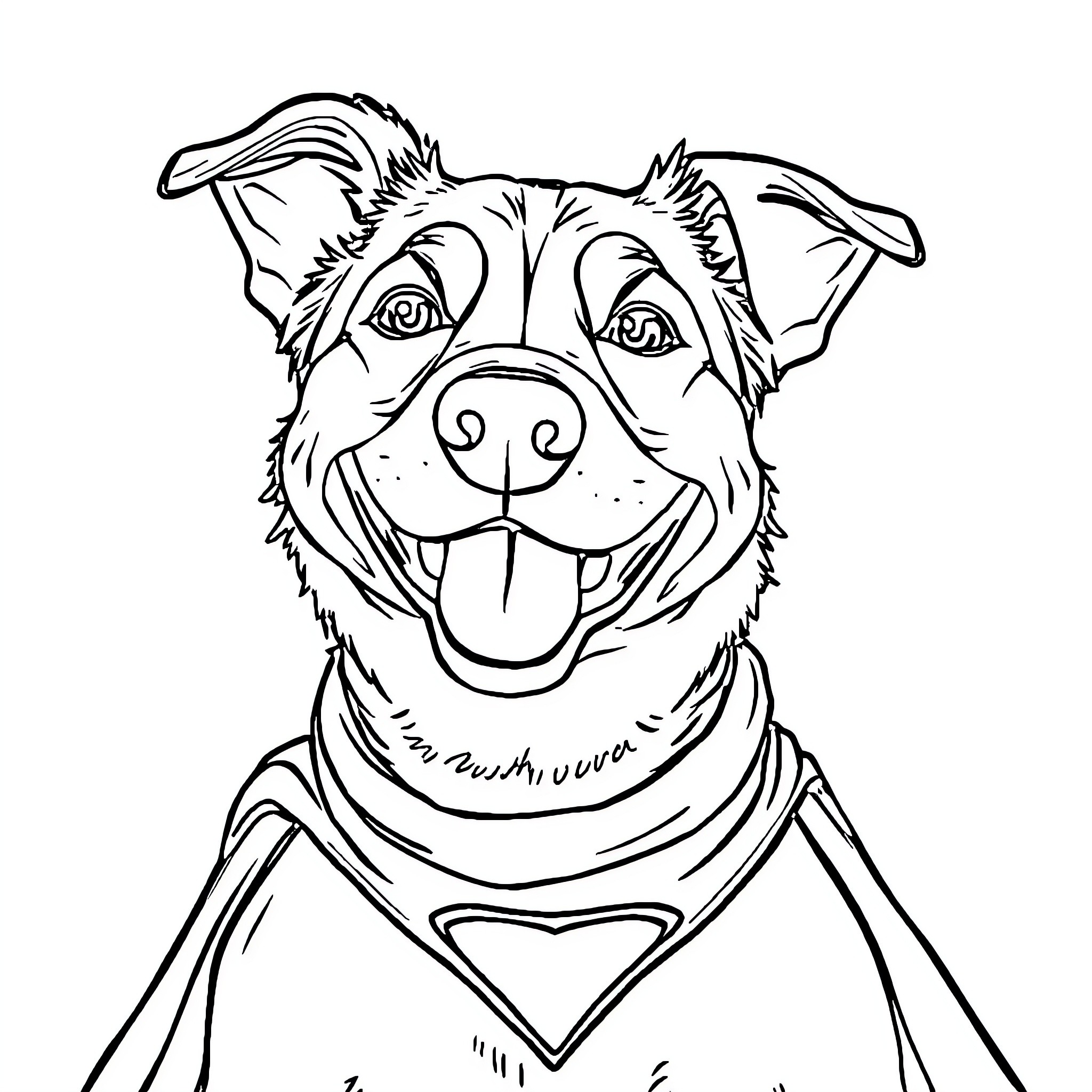 Dog Man in a Cheerful Pose Coloring Page (free black-and-white line drawing printable PDF for all, from beginners to advanced learners, including children, teens, adults, and seniors)