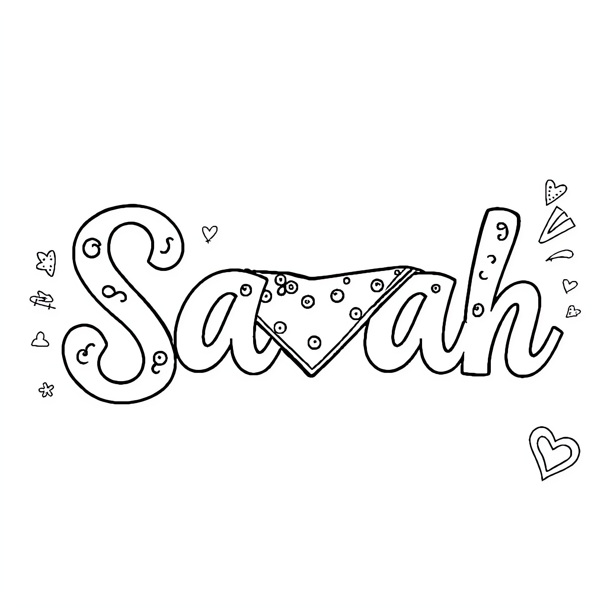 Sarah's Artistic Doodle Coloring Page (free black-and-white line drawing printable PDF for all, from beginners to advanced learners, including children, teens, adults, and seniors)