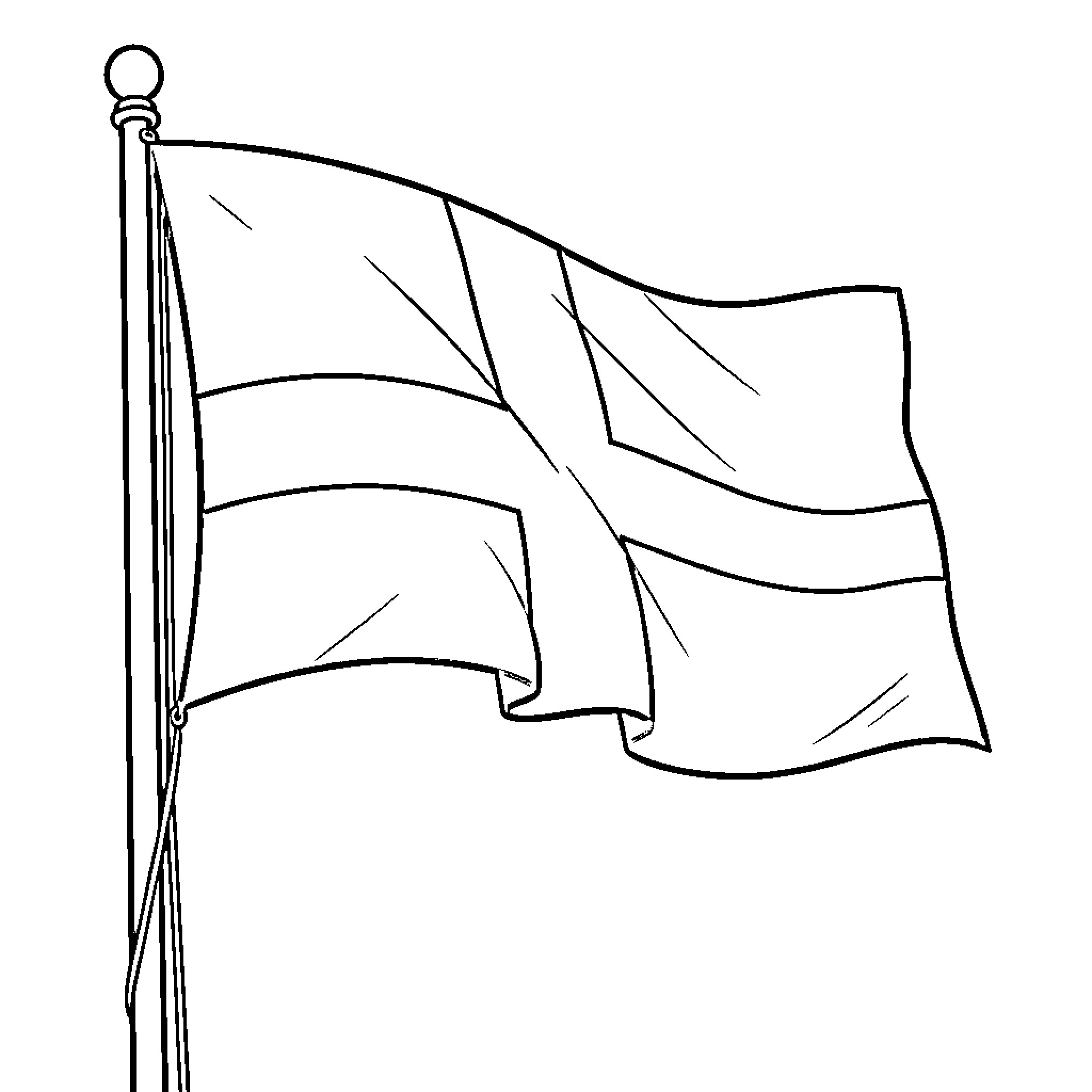 Acadian Flag Waving in the Wind Coloring Page (free black-and-white line drawing printable PDF for all, from beginners to advanced learners, including children, teens, adults, and seniors)